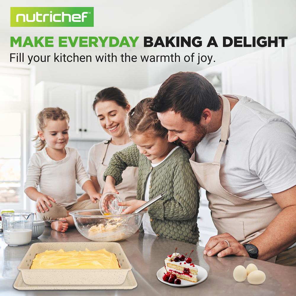 Premium Non-Stick Stackable Baking Pans Set - 3-Piece Oven Safe Bakeware for Cakes, Cookies & Bread - Perfect for Home Baking, Meal Prep & Holiday Desserts