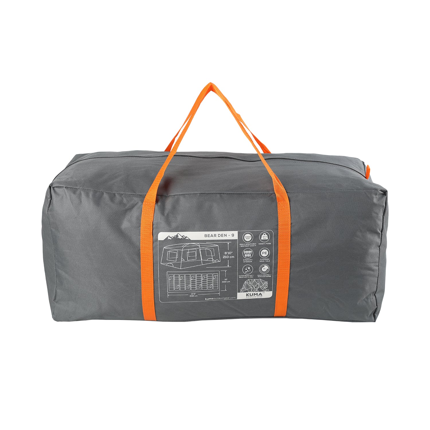 Bear Den 9-Person Cabin Tent for Camping - Waterproof Family Tent with Rainfly & Large Windows - Perfect for Backpacking, Hiking, and Outdoor Adventures