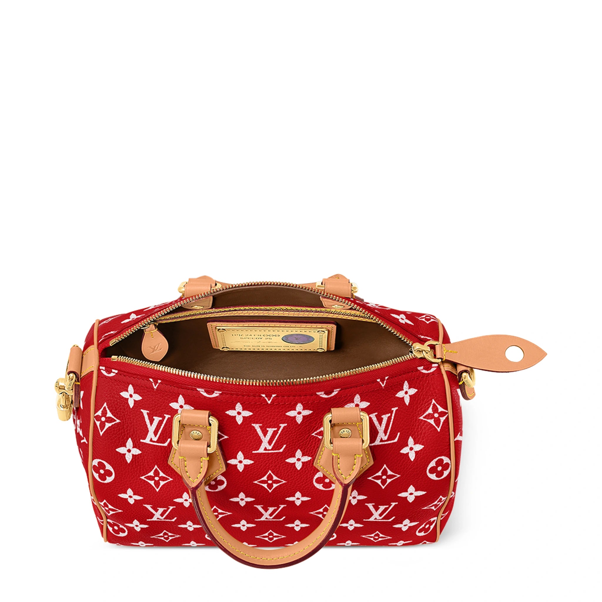 Authentic Louis Vuitton Monogram Speedy 25 Handbag with Red Bandoulière Crossbody Strap - Perfect for Travel, Work & Everyday Luxury Fashion Accessory