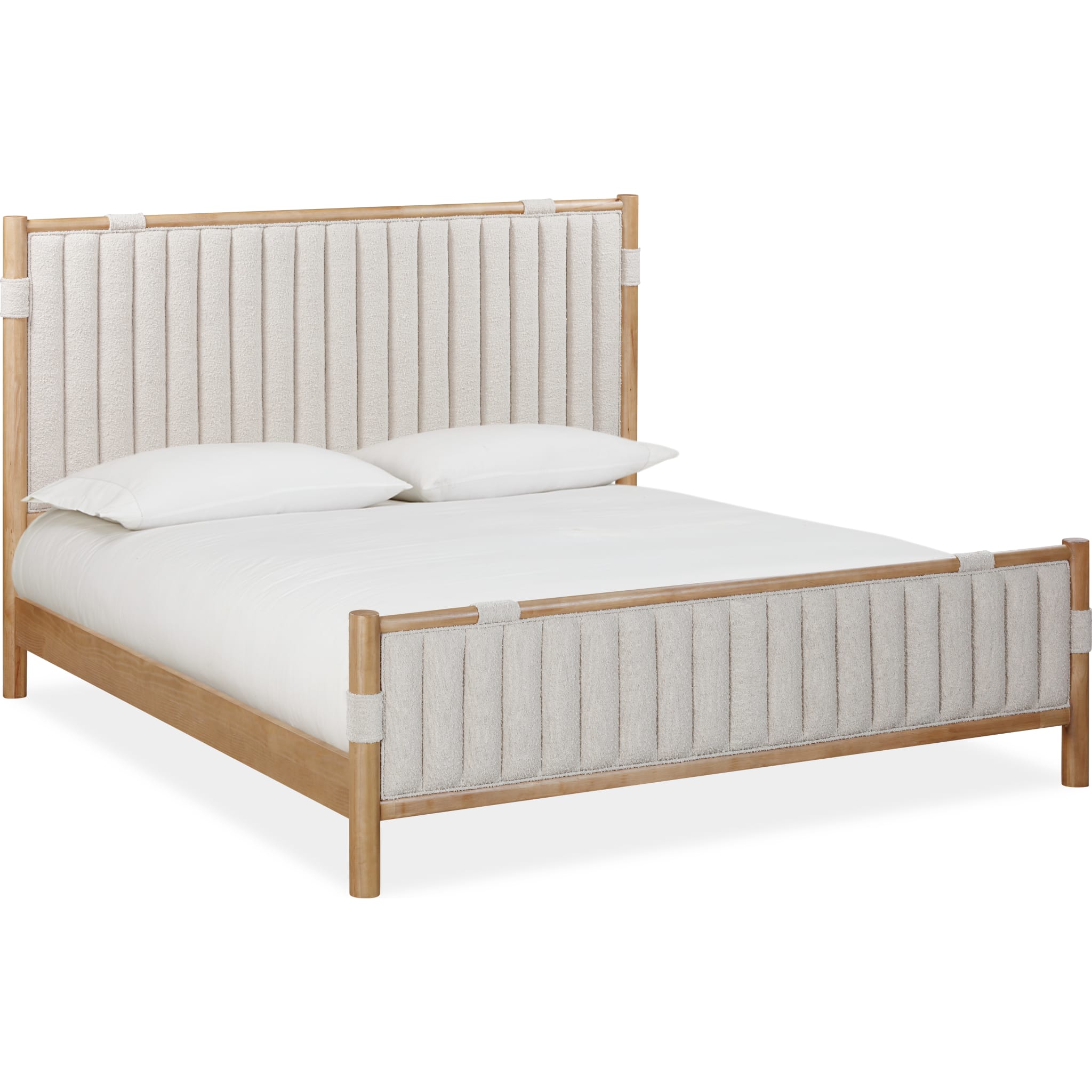 Furano Upholstered Panel Bed Frame - Ginger & Brun Boucle Fabric Queen Size - Modern Bedroom Furniture for Master Suite or Guest Room