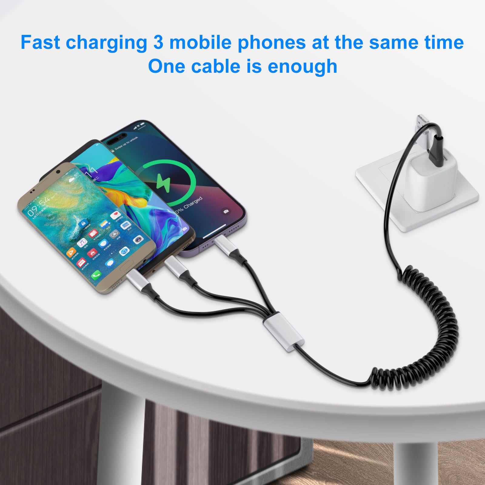 5-in-1 Multi Charging Cable - USB A & USB C to Lightning/USB C/Micro USB Fast Charging Cord for iPhone 15/14/13/12/11/X/8 & Android Phones | Data Sync & Apple CarPlay Support | Perfect for Home, Office & Travel (Black)