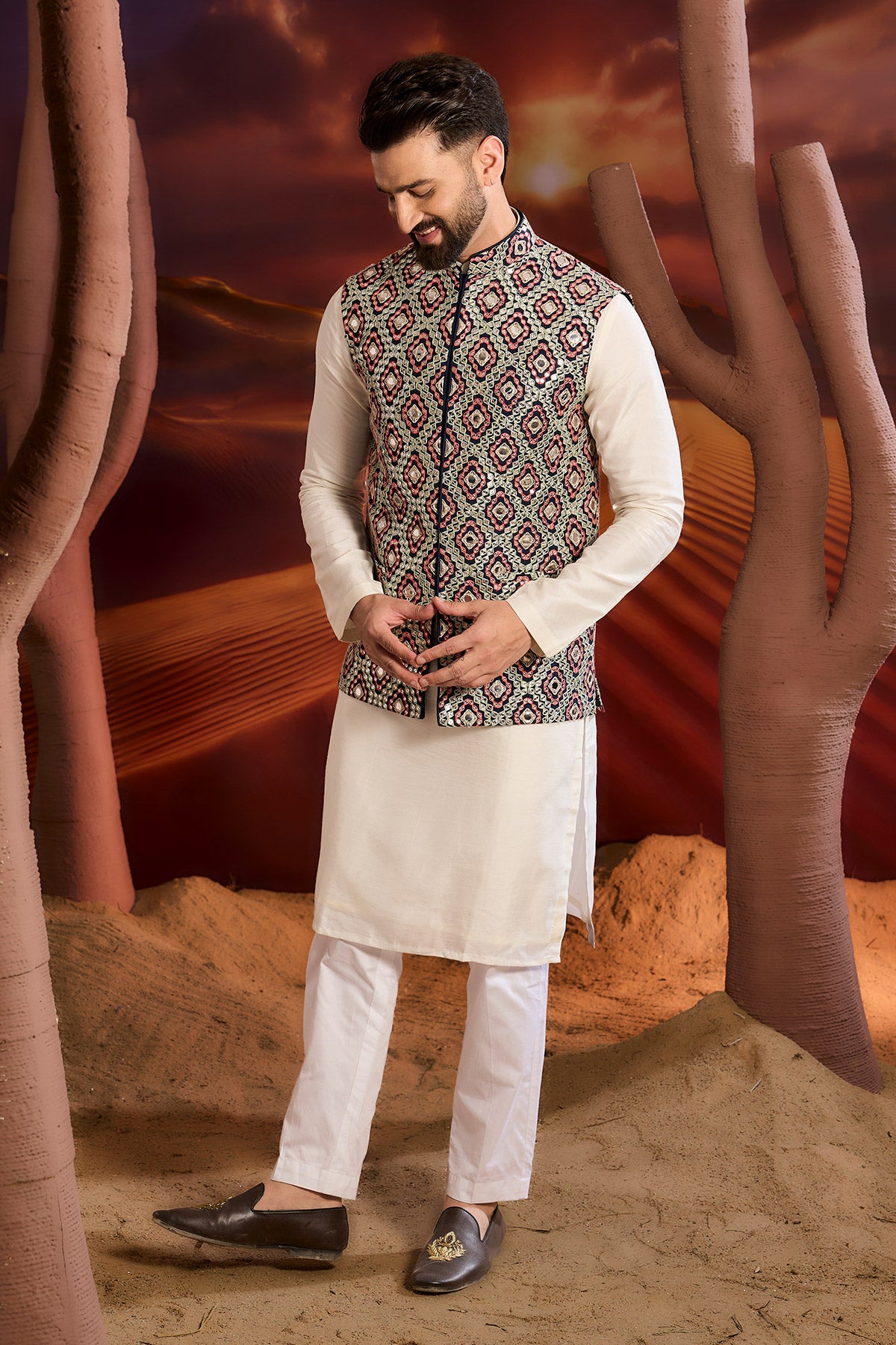 Stylish Navy Blue Short Jacket with Mirror Work Embroidery - Perfect for Casual Outings, Parties, and Festive Occasions