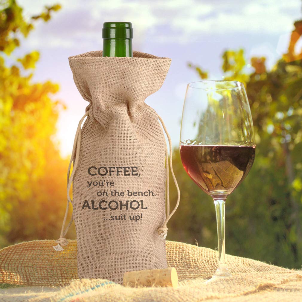 Custom Cotton Wine Gift Bag - Personalized Alcohol Tote for Coffee, Housewarming & Parties - Natural Canvas Design for Gifting & Celebrations | Perfect for Wine Lovers, Hostess Gifts & Special Occasions