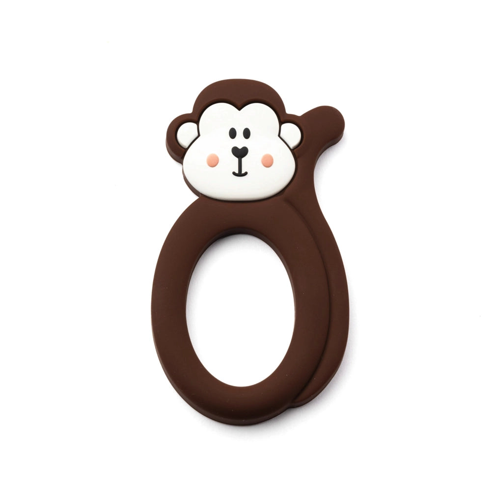 Little Cheeks Silicone Teether - Brown Monkey Baby Teething Toy for Soothing Sore Gums | BPA-Free, Easy to Hold, Perfect for Infants & Toddlers | Use at Home, On-the-Go, or During Travel