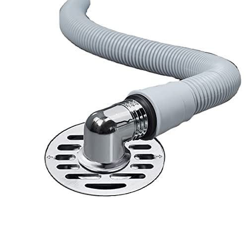 Stainless Steel Anti Overflow Washing Machine Drain Pipe with Easy Connector - Deodorant Elbow Joint for Laundry Outlet (ABS + SS + Rubber, Silver, L-Model, 17.5cm x 11cm) - Perfect for Laundry Rooms, Basements & Bathrooms to Prevent Water Overflow & Odors