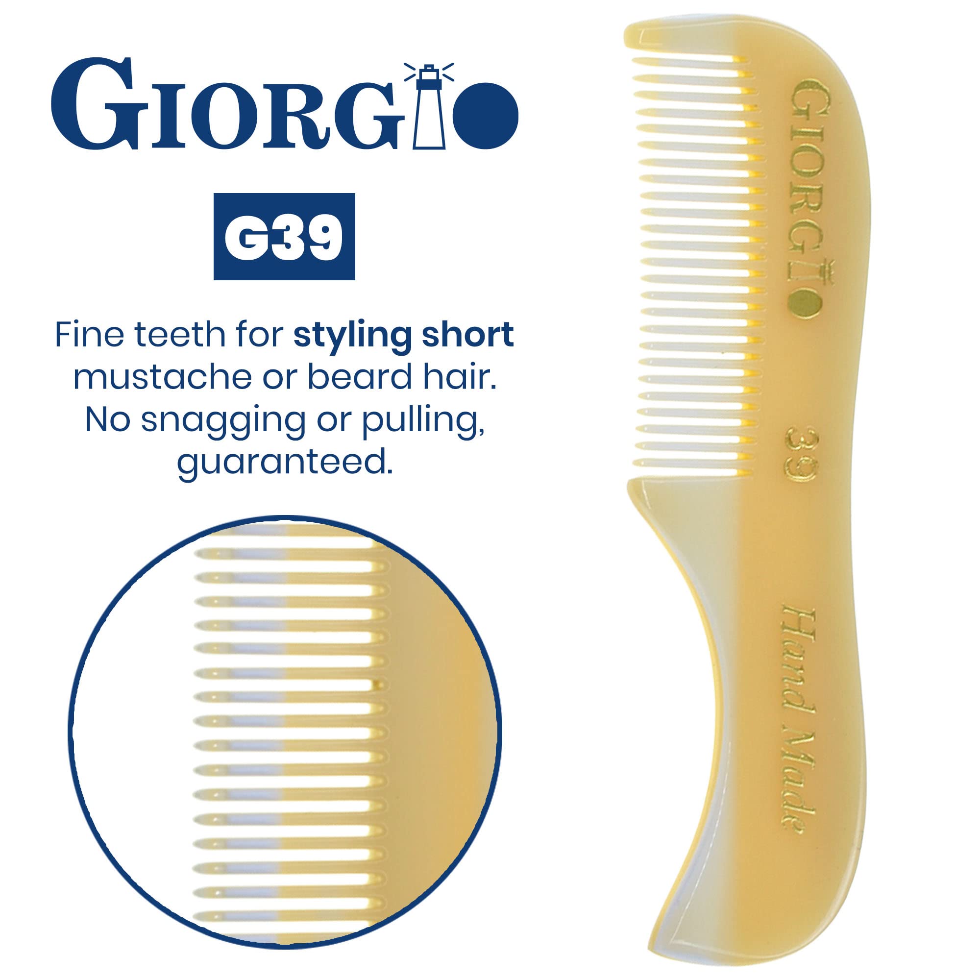 Premium Giorgio Beard Combs Set - Handcrafted Ivory Beard & Mustache Grooming Kit with Fine/Wide Tooth Pocket Comb, Straightening Comb & Mustache Comb - Perfect for Travel, Daily Grooming & Professional Styling