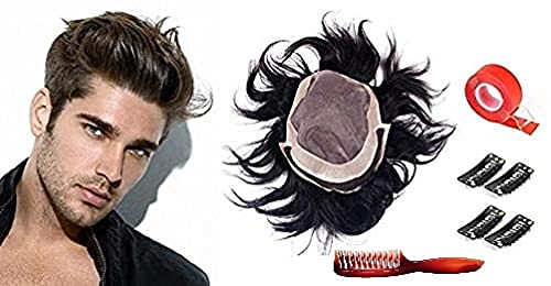 Premium Full Head Human Hair Toupee for Men - 9x7 Inch Natural Brown Hair Replacement System - Realistic & Comfortable Hair Patch for Men & Boys - Perfect for Daily Wear, Special Occasions & Hair Loss Solutions
