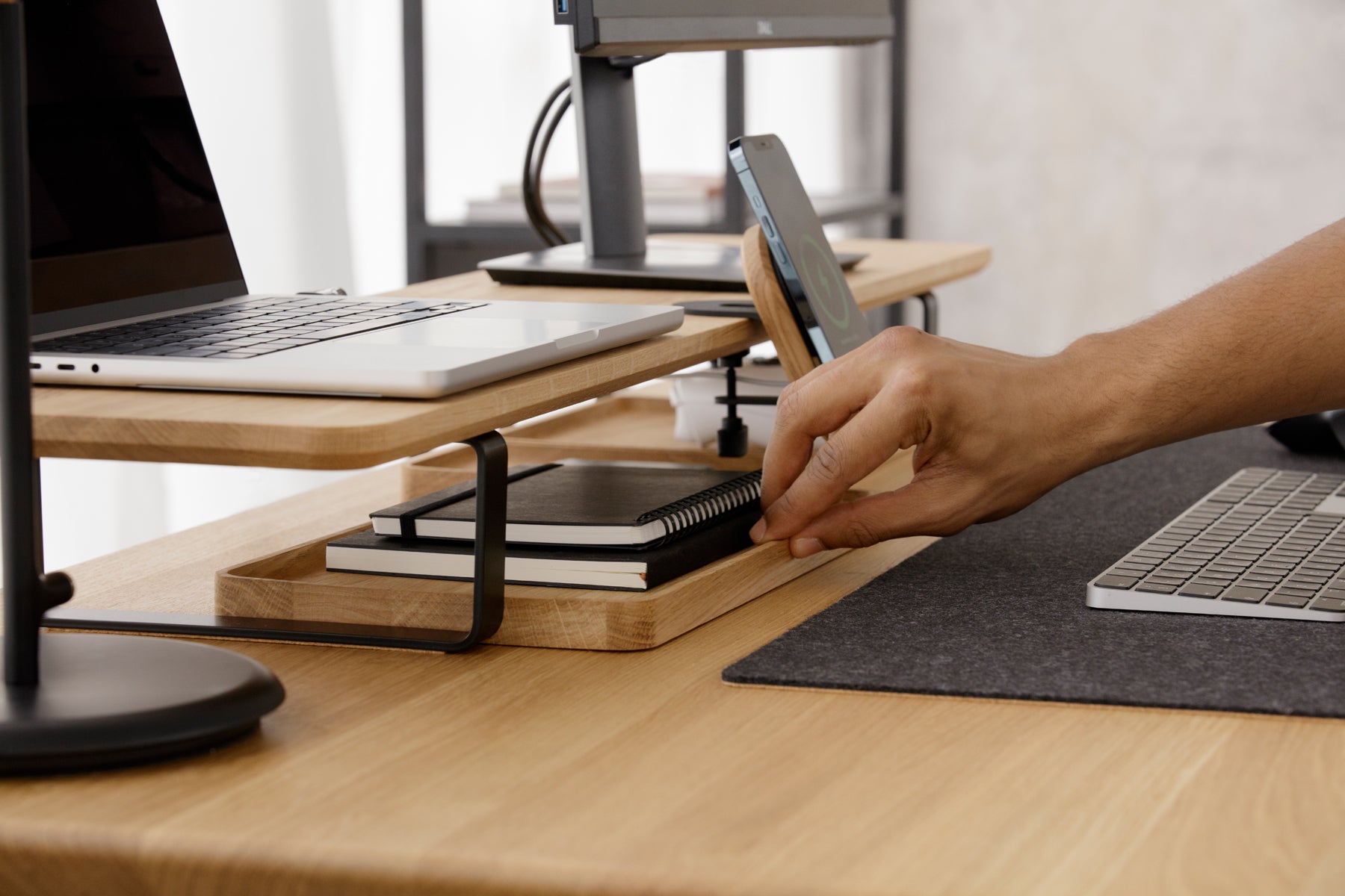 Dual Monitor Stand for Desk - Adjustable Computer Monitor Riser with Shelf - Perfect for Home Office, Gaming Setup & Workspace Organization