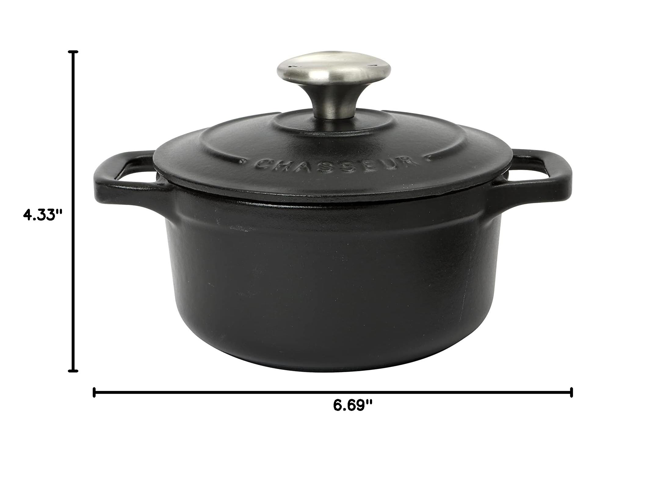 Premium Enameled Cast Iron Dutch Oven with Lid - 6.7QT Black FN423 Dual Handle Cookware for Bread Baking, Soups, Stews & Roasting - Non-Stick Enamel Coated Oven Safe Pot for Camping, Kitchen & Outdoor Cooking (17x13x11cm)