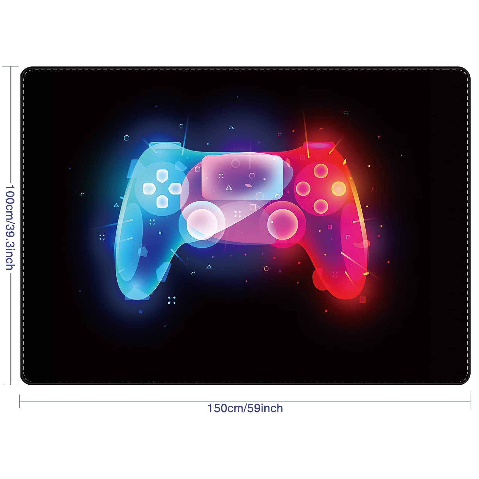 59x39in Large 3D Controller Gaming Rug - Non-Slip Game Room Carpet for Boys, Girls & Teens - Perfect for Bedroom, Living Room & Playroom Decor - Gamer Gift Idea