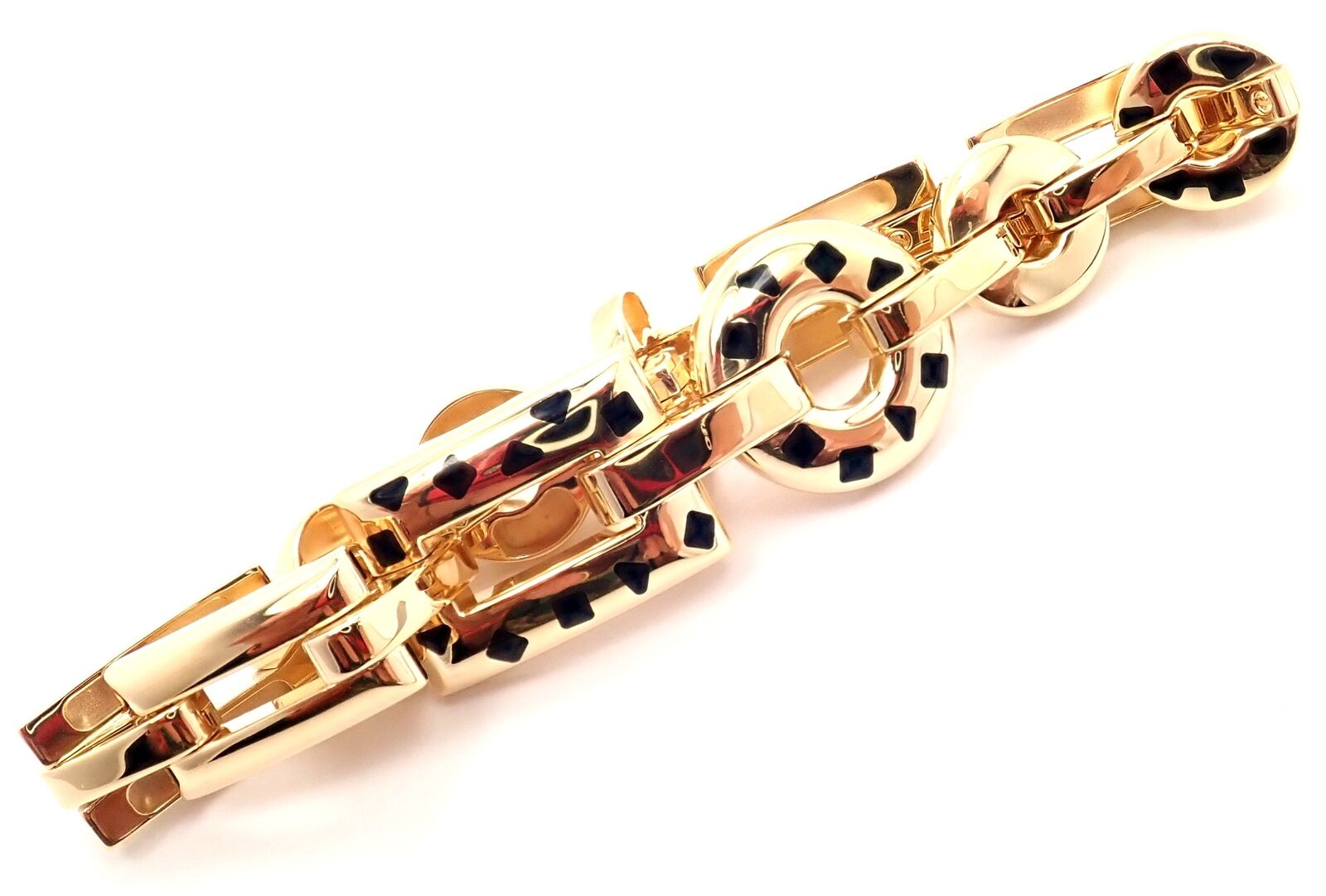 Authentic Cartier Panthere 18K Gold Black Lacquer Spot Link Bracelet | Luxury Jewelry for Women | Perfect for Gifts, Parties & Special Occasions