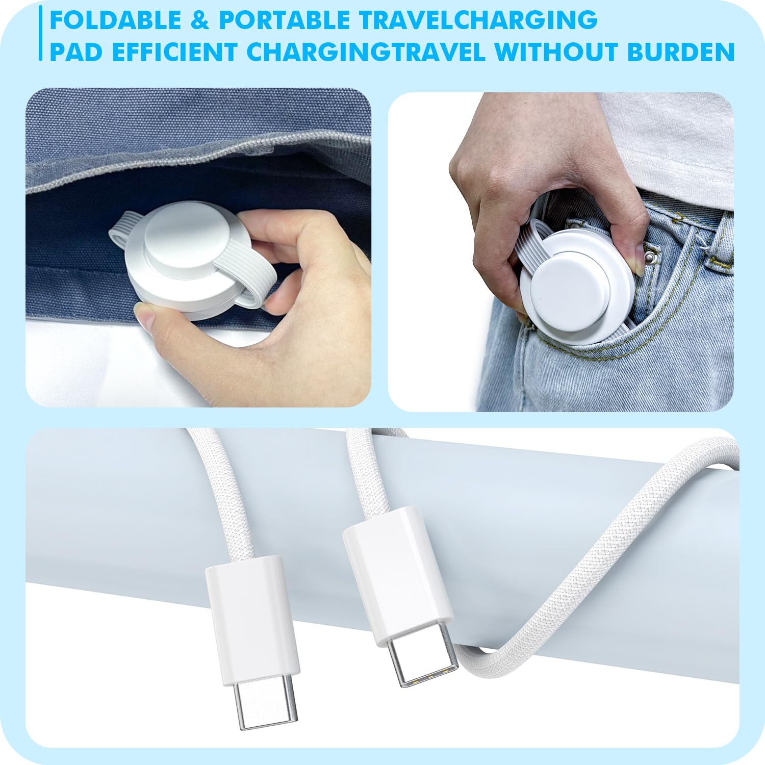 3-in-1 Foldable Magnetic Wireless Charging Station for iPhone 16 Pro Max/16/15/14/13, Apple Watch Series & AirPods - Portable Travel Charger Pad for Multiple Apple Devices | Perfect for Home, Office & Travel Use