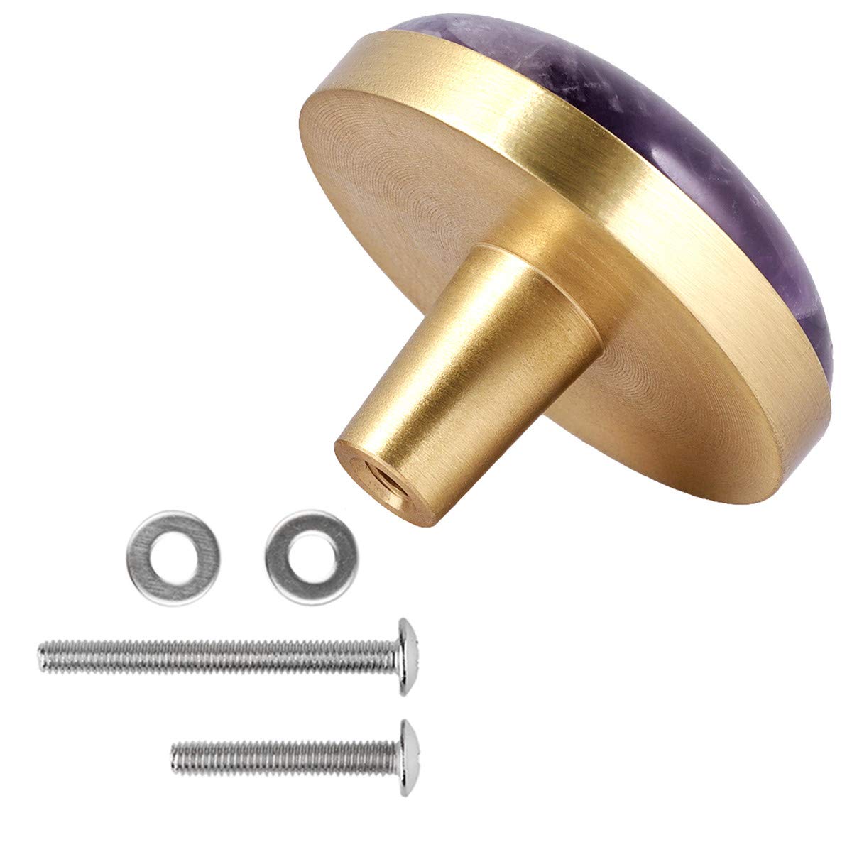 Premium Amethyst Crystal Cabinet Knobs with Screws - Set of 2 Elegant Drawer Pull Handles for Dresser, Wardrobe & Cupboard - Home Decor Upgrade for Bedroom, Bathroom & Kitchen Storage