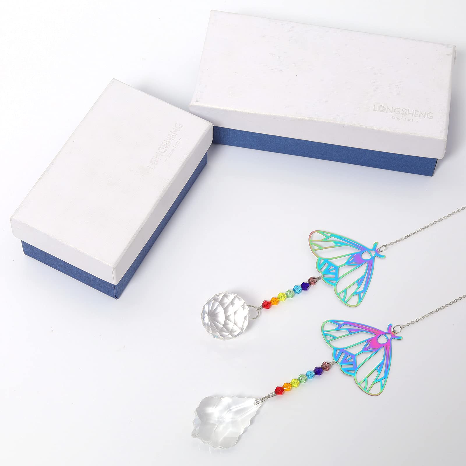 Rainbow Maker Crystal Sun Catcher - Set of 2 Prism Ornaments for Window Decor, Chakra Healing & Home Meditation Space | Creates Beautiful Light Reflections for Living Room, Bedroom or Garden