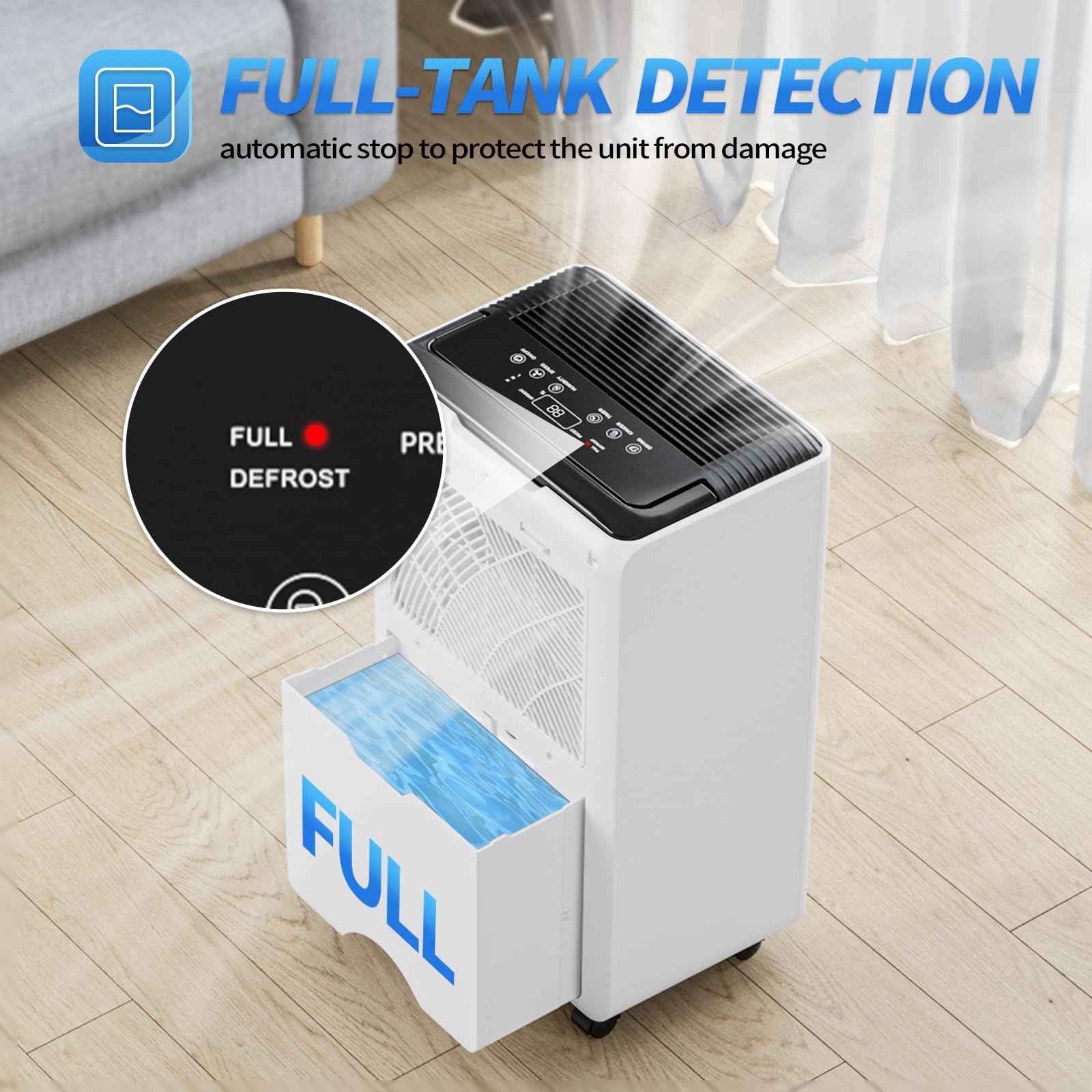 AIRPLUS 70 Pints Dehumidifier for Basement & Large Rooms up to 4,500 Sq.Ft - Energy Efficient Home Dehumidifier with Drain Hose, Auto Shut-Off & Continuous Drainage - Perfect for Damp Basements, Bedrooms, Bathrooms & Closets (AP2103)