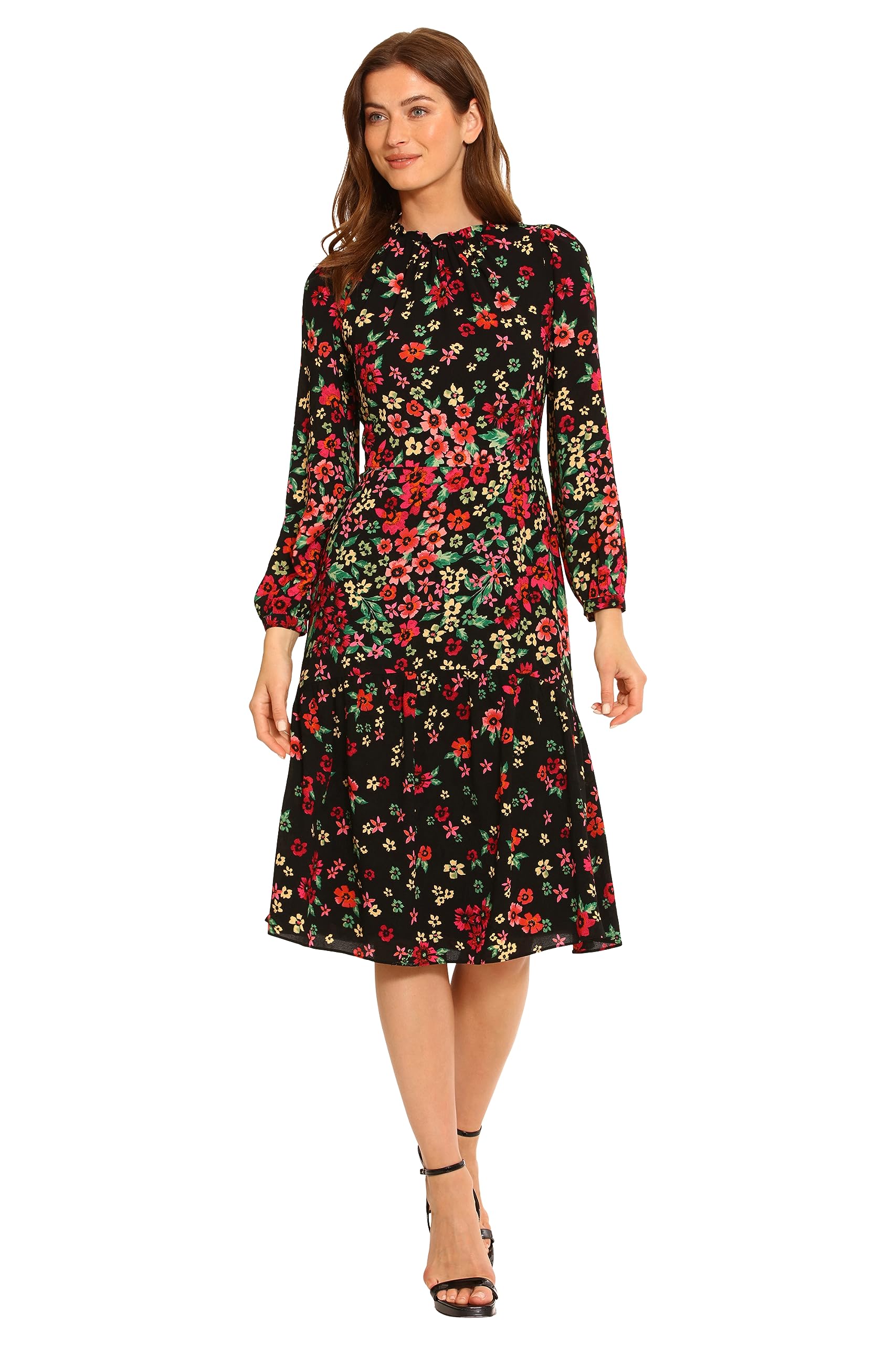Maggy London Women's Long Sleeve Ruffle Dress for Work & Events