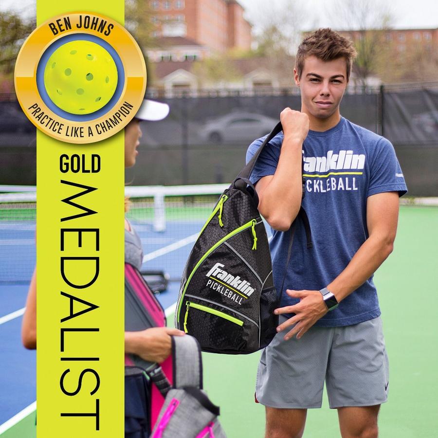Franklin Pickleball Sling Bag - Lightweight & Durable Pickleball Backpack for Paddles & Gear - Perfect for Court, Travel & Outdoor Sports (Black/Yellow)