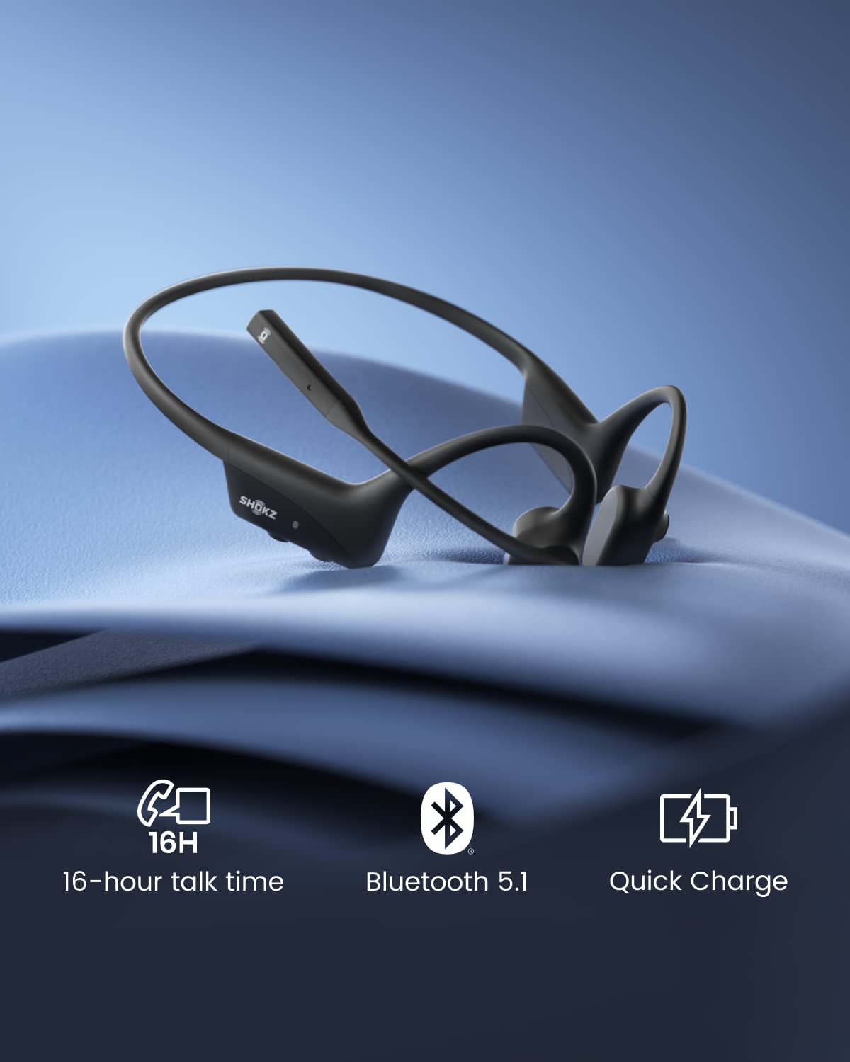 SHOKZ OpenComm2 UC Bone Conduction Bluetooth Headset with Boom Mic - USB-C Computer Headphones for PC & Mac, Zoom Certified, Noise Cancelling Microphone - Ideal for Remote Work, Online Meetings & Gaming (Black)