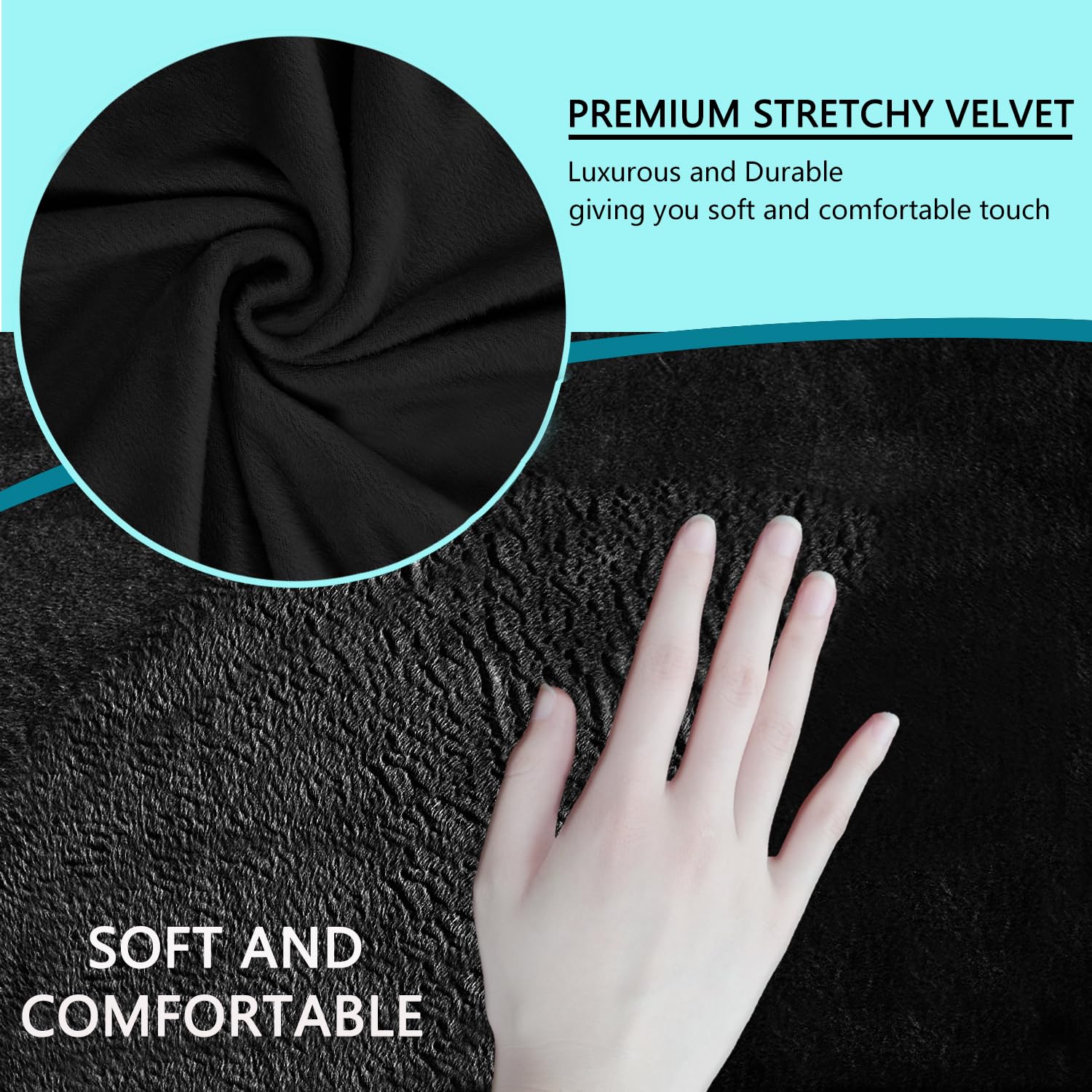 U-NICE HOME Stretch Velvet Chair & Sofa Covers - Furniture Protector Slipcover for Dogs & Pets (Black) - Perfect for Living Room, Bedroom & Pet-Friendly Homes
