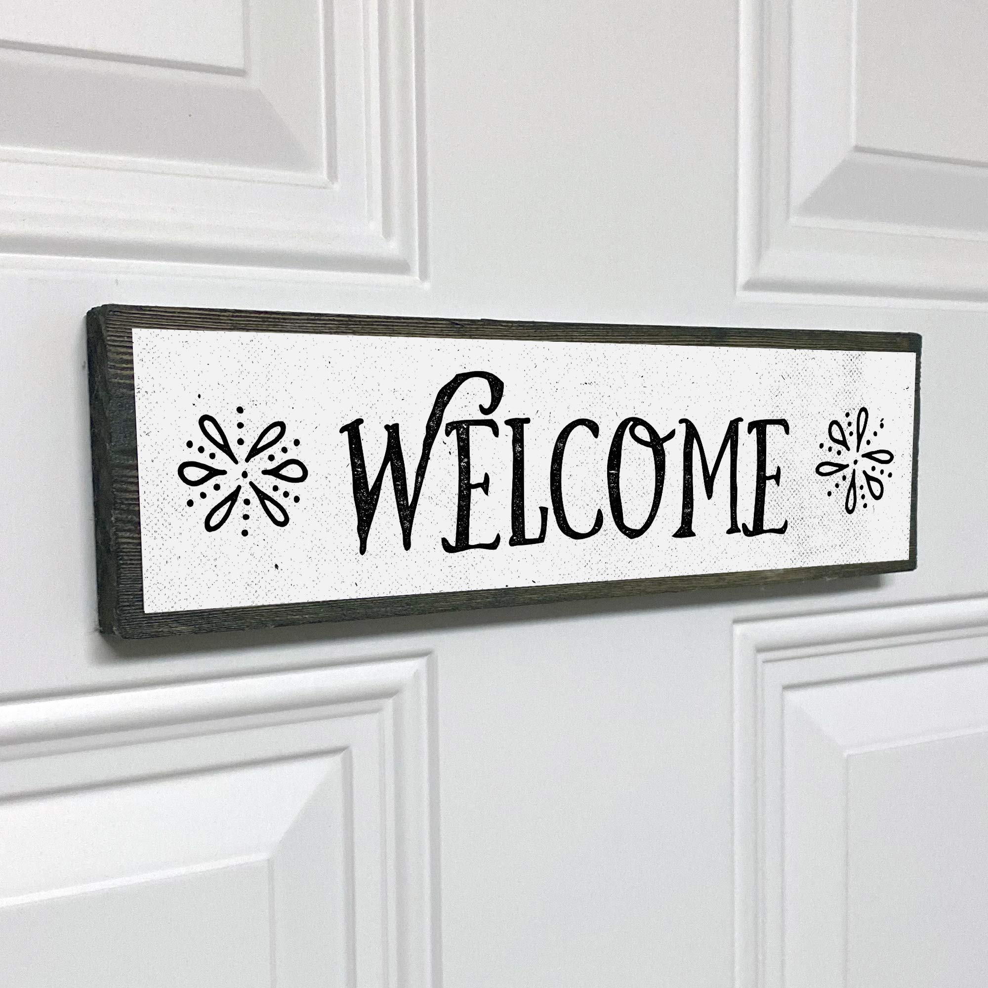 Rustic Welcome Wooden Sign - Medium Size with Metal Accents for Home Decor, Farmhouse Style Entryway & Front Door Decorations