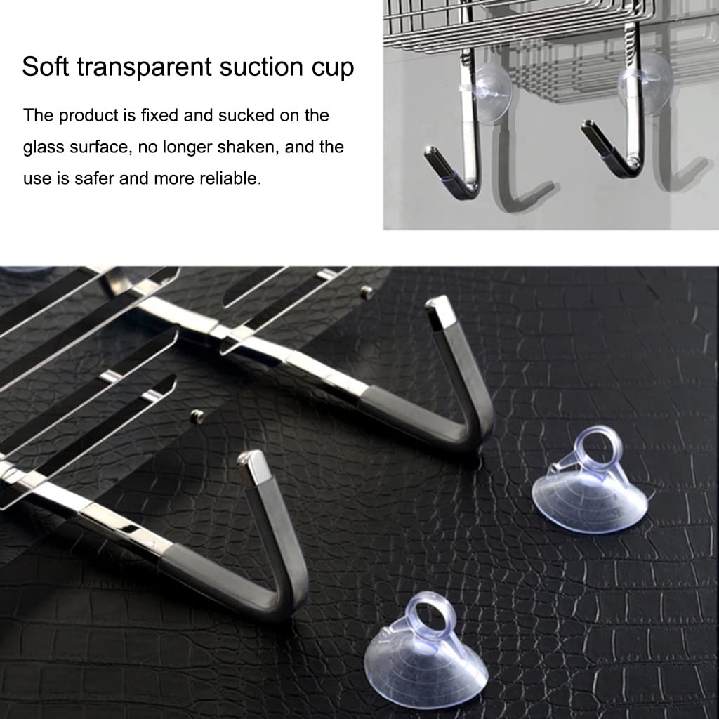 Stainless Steel Over Shower Door Organizer - 2-Tier Hanging Bathroom Storage Caddy with Built-in Hooks & Baskets for Shampoo, Body Wash, Soap (26.5 x 88cm, Silver) - Perfect for Small Bathrooms & Apartment Showers