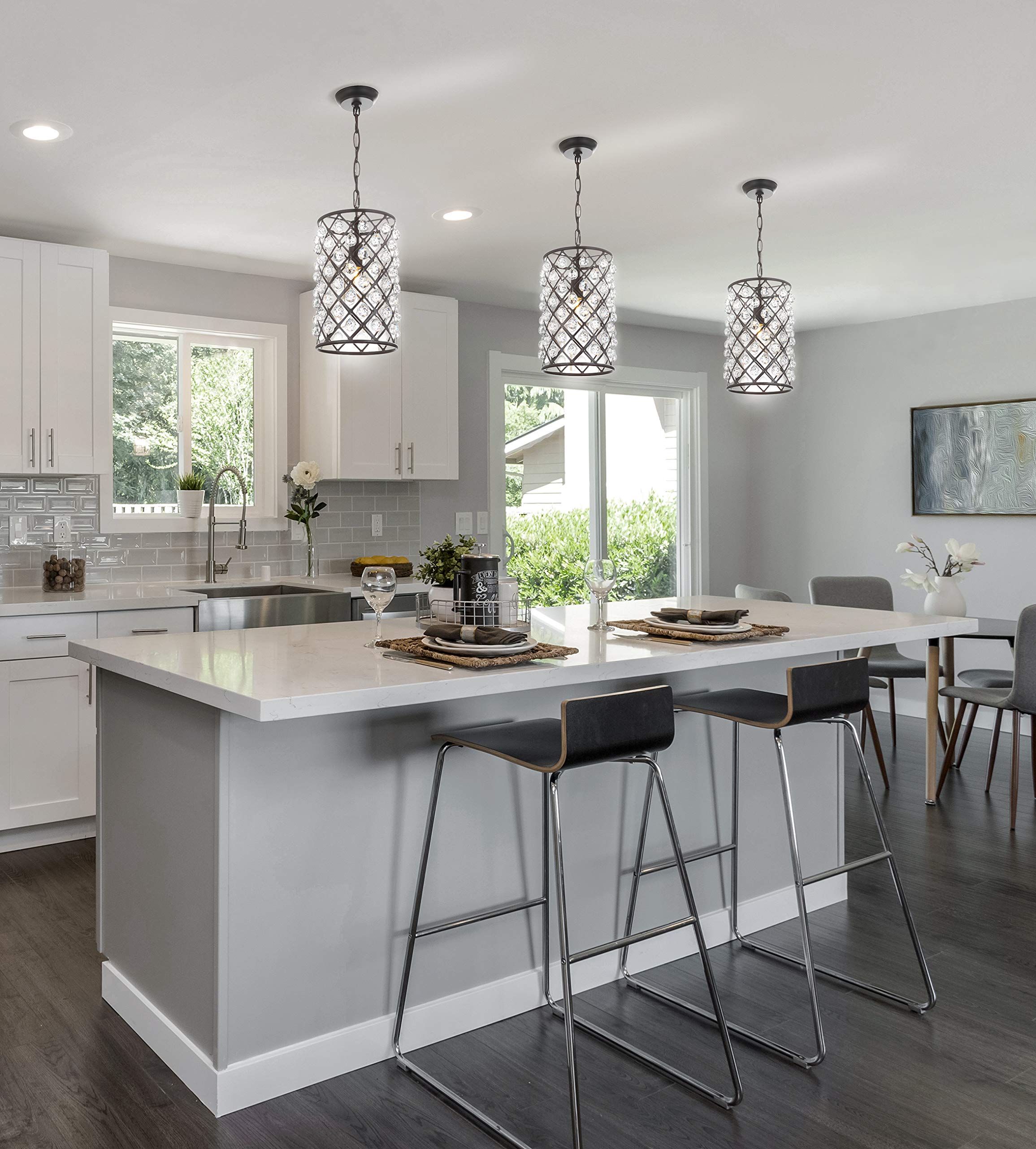 JONATHAN Y JYL9025A Gabrielle 10-Inch Crystal & Metal LED Pendant Light - Modern Contemporary Transitional Glam Chandelier - Perfect for Living Room, Dining Room, Kitchen, Bedroom, Hallway & Foyer - Oil Rubbed Bronze Finish