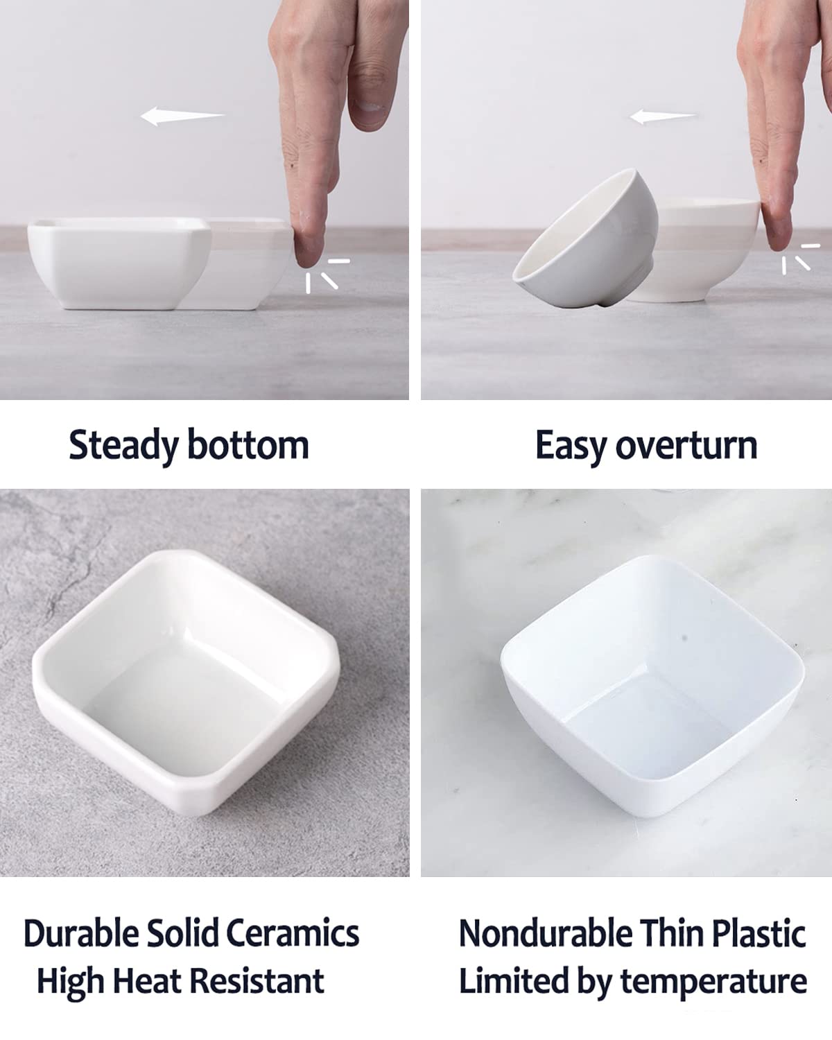 12 Pack 3oz Ceramic Dipping Bowls Set - Small Soy Sauce Dishes for Sushi, Condiments & Side Dishes | Oven Safe Ramekins for Serving, Entertaining & Home Dining
