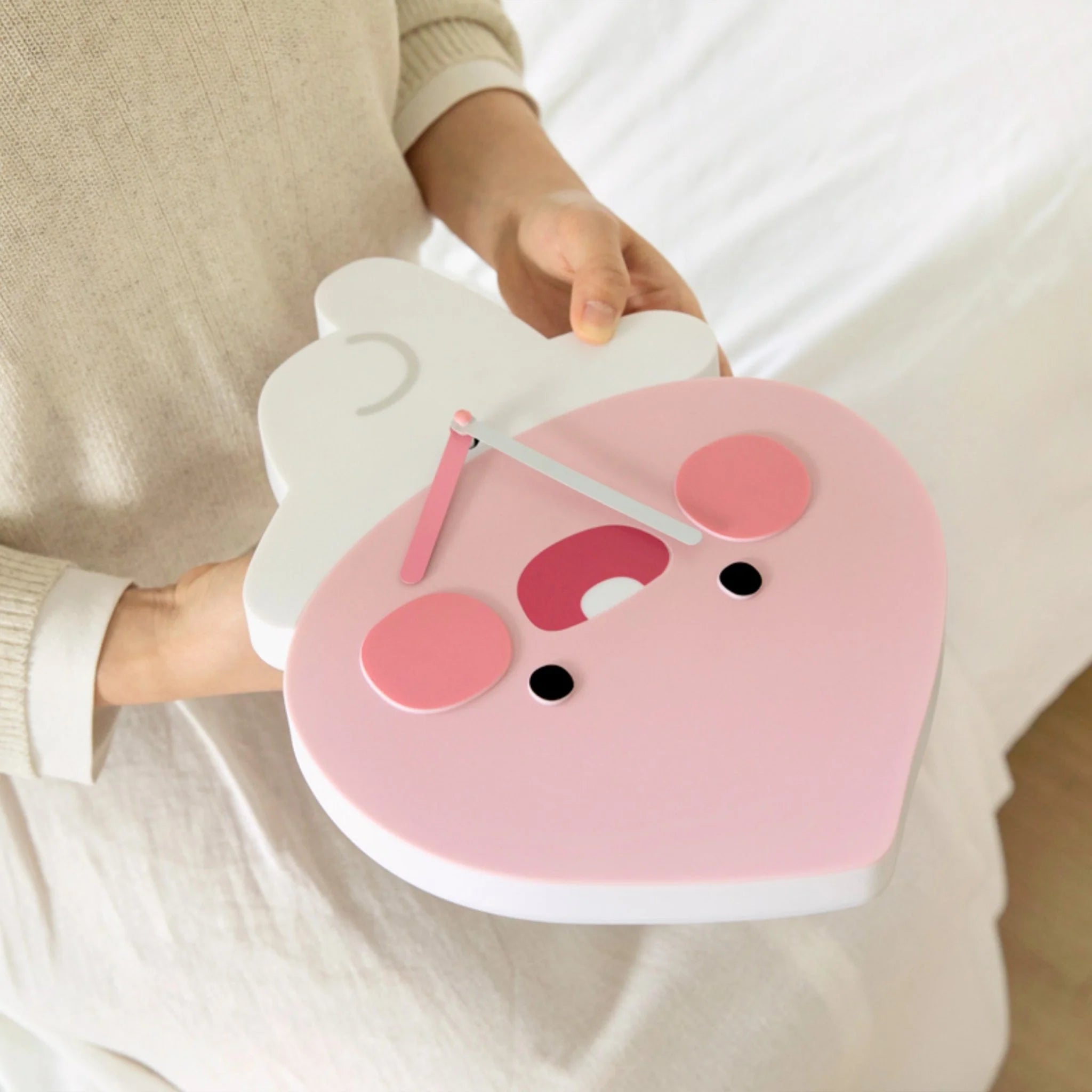 KAKAO FRIENDS APEACH Character Wall Clock - Cute Pink Peach-Themed Room Decor for Bedroom, Office & Kids Room