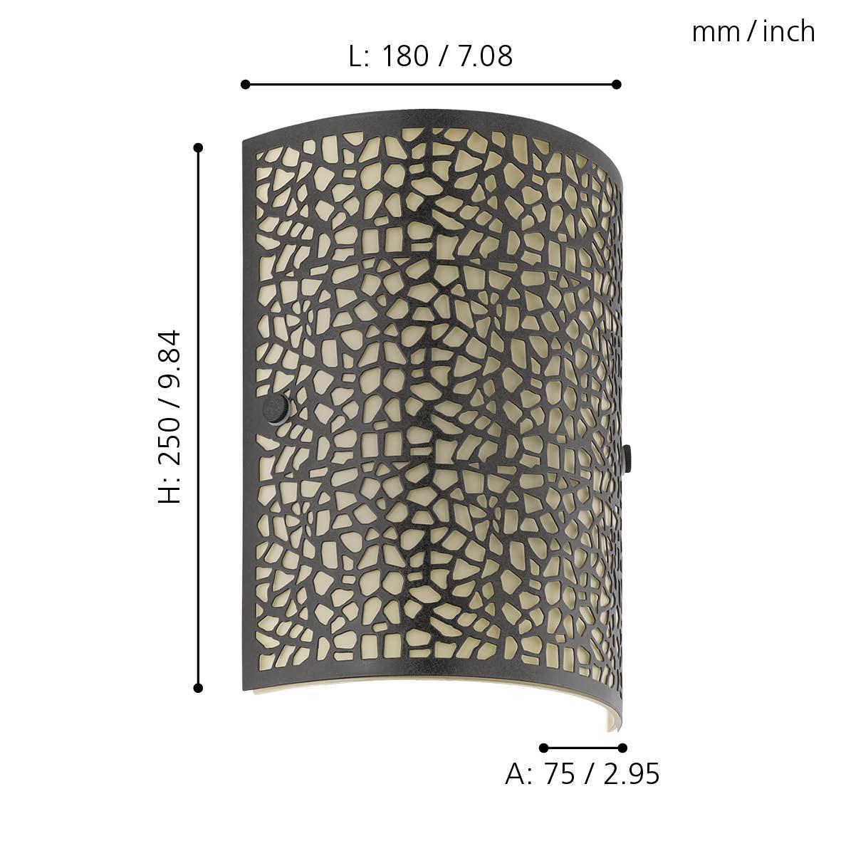 Eglo Almera Brown Steel & Champagne Glass Wall Light - Modern Indoor/Outdoor Sconce for Living Room, Bedroom, or Patio Lighting
