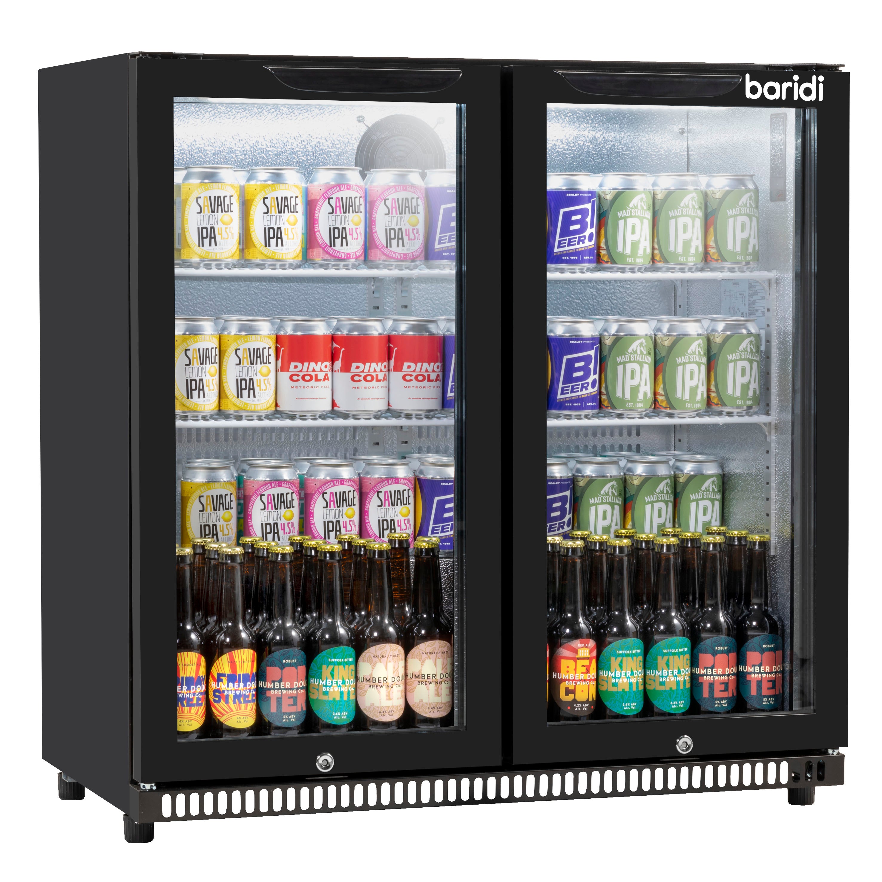 Baridi 190L Back Bar Refrigerator with Hinged Double Door - Commercial Under Counter Drink Cooler for Bars, Restaurants & Home Use