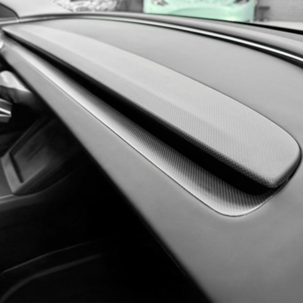 Premium Carbon Fiber Plain Weave Dashboard Trim Replacement for Tesla Model 3 Highland (2024+) - Lightweight & Stylish Interior Upgrade for Enhanced Driving Experience