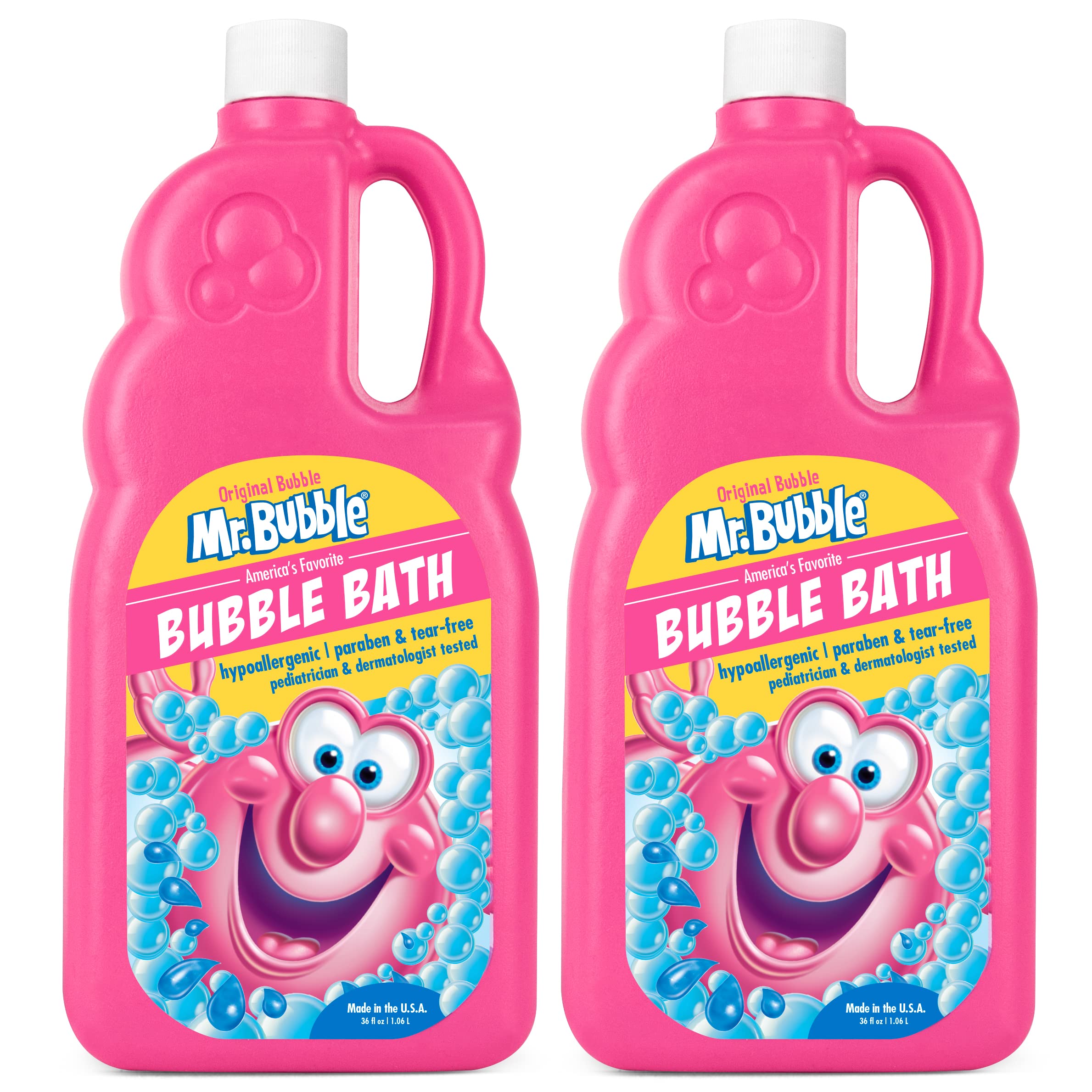 Mr. Bubble Original Bubble Bath - Hypoallergenic & Tear-Free Bubble Bath Solution for Kids, Toddlers & Adults | Long-Lasting Bubbles | Pack of 2 (36 fl oz Each) | Perfect for Bath Time Fun, Relaxation & Family Bonding