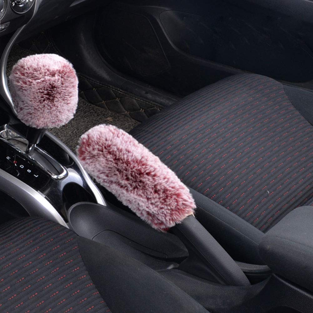 Carmen Warm Plush Hand Brake Cover and Gear Shift Knob Cover Set - Universal Fit for Car, Auto, SUV Interior Accessories - Cozy Winter Driving Comfort Upgrade