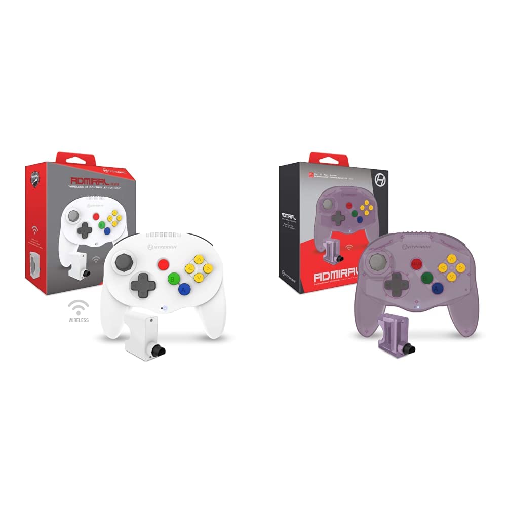Hyperkin Admiral Premium Wireless Bluetooth Controller for Nintendo 64, Switch, Lite, PC, Mac & Android - White & Amethyst Purple - Retro Gaming Accessory for Classic & Modern Gaming Sessions