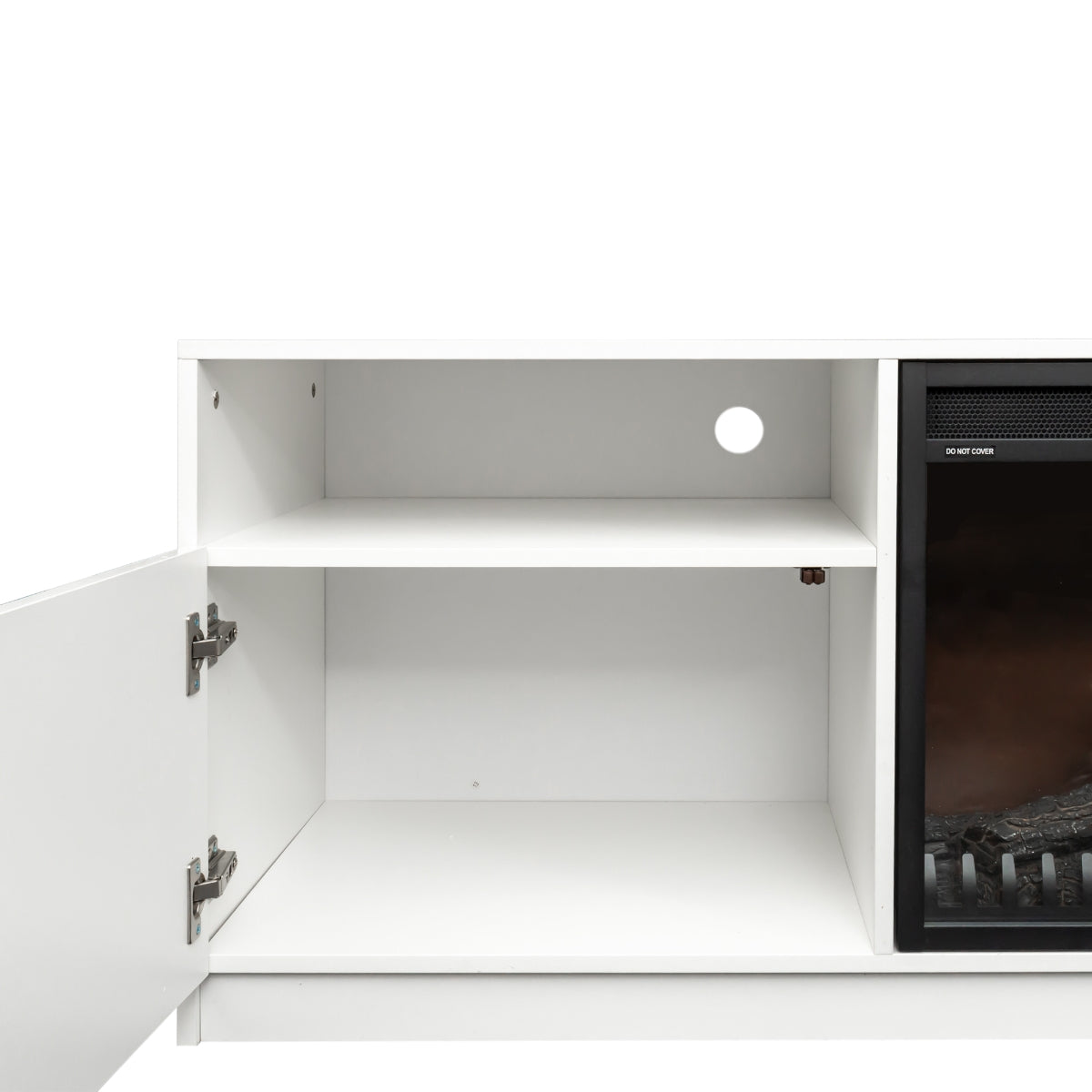Amari Electric Fireplace TV Stand - 60 Inch Modern Entertainment Center with Heater, Storage Shelves - Perfect for Living Room, Bedroom & Home Theater Setup