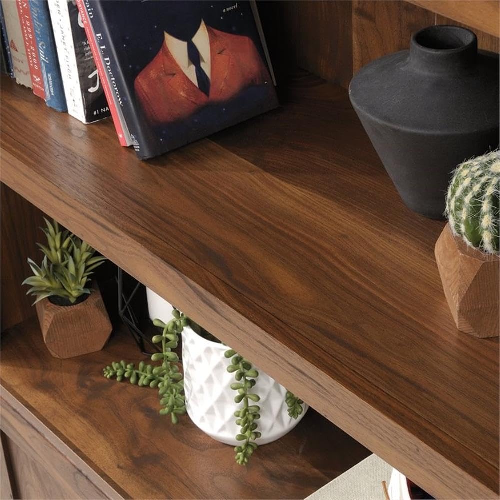 Pemberly Row 3-Shelf Tall Modern Engineered Wood Storage Bookcase in Walnut - Stylish Bookshelf for Living Room, Office & Bedroom Organization
