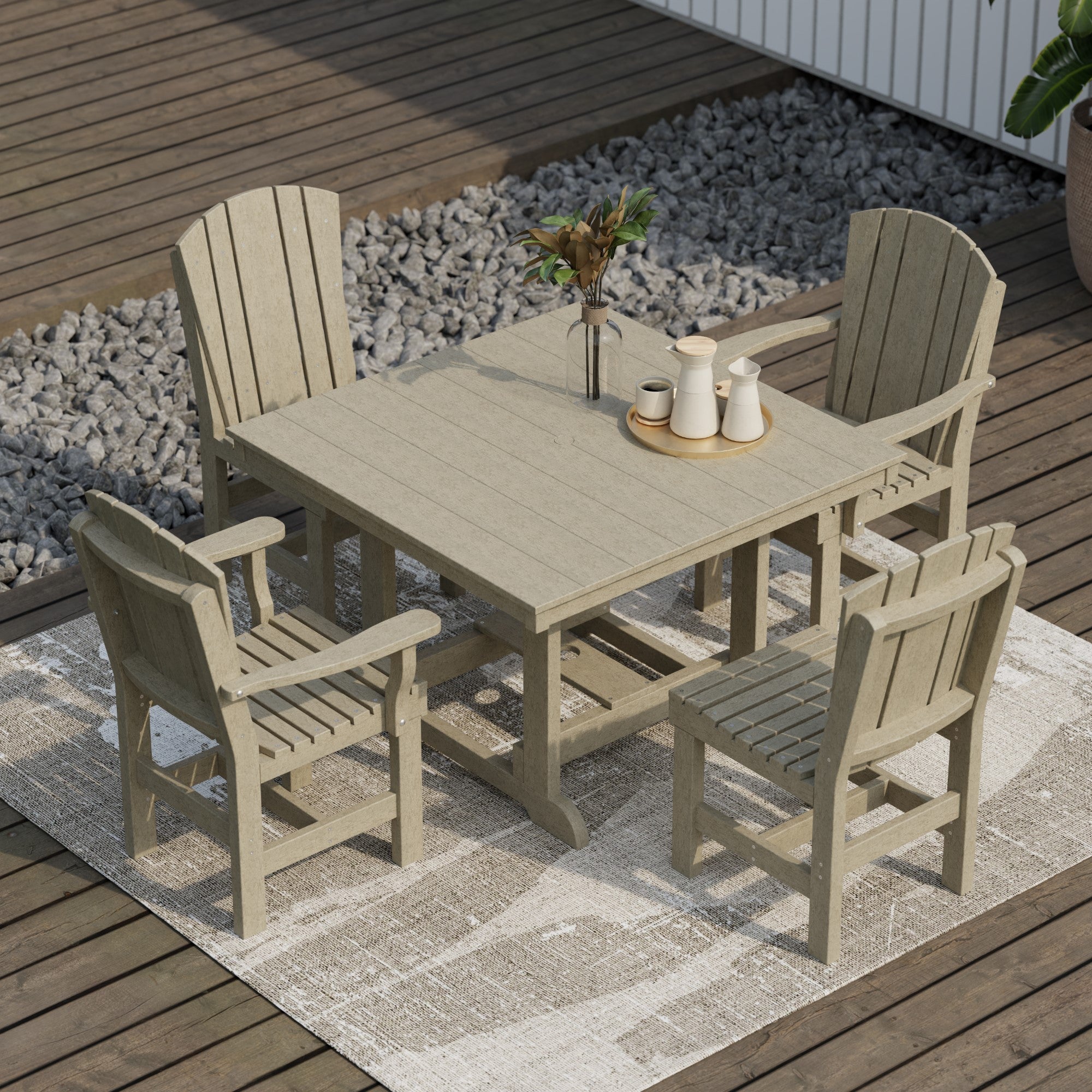 Heritage 5-Piece 44x44 Inch Square Outdoor Dining Set with Cushions - Perfect for Patio, Garden, and Backyard Entertaining