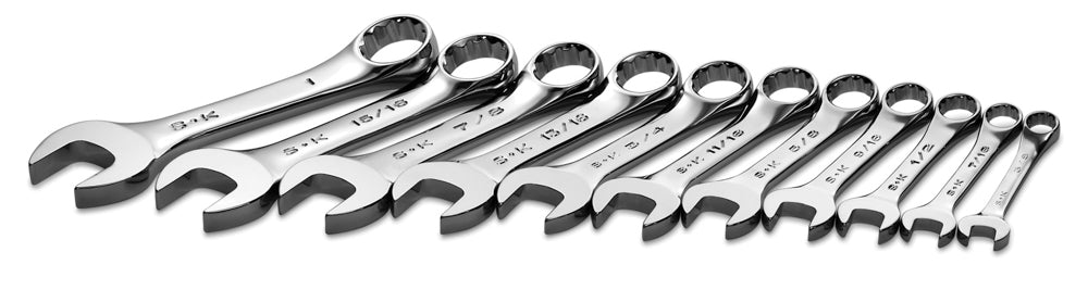 11-Piece 12-Point Fractional Short Combination Chrome Wrench Set - Perfect for Automotive Repairs, Plumbing & DIY Home Improvement Projects