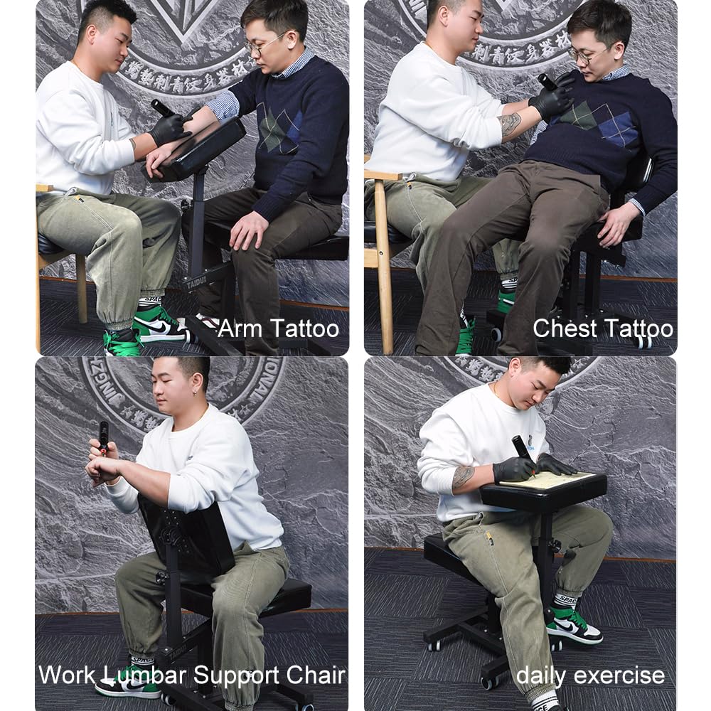 Adjustable Tattoo Chairs with Wheels - Multi-Purpose Salon & Tattoo Shop Furniture for Artists & Clients - Perfect for Tattooing, Piercing, Beauty Services & Barber Shops