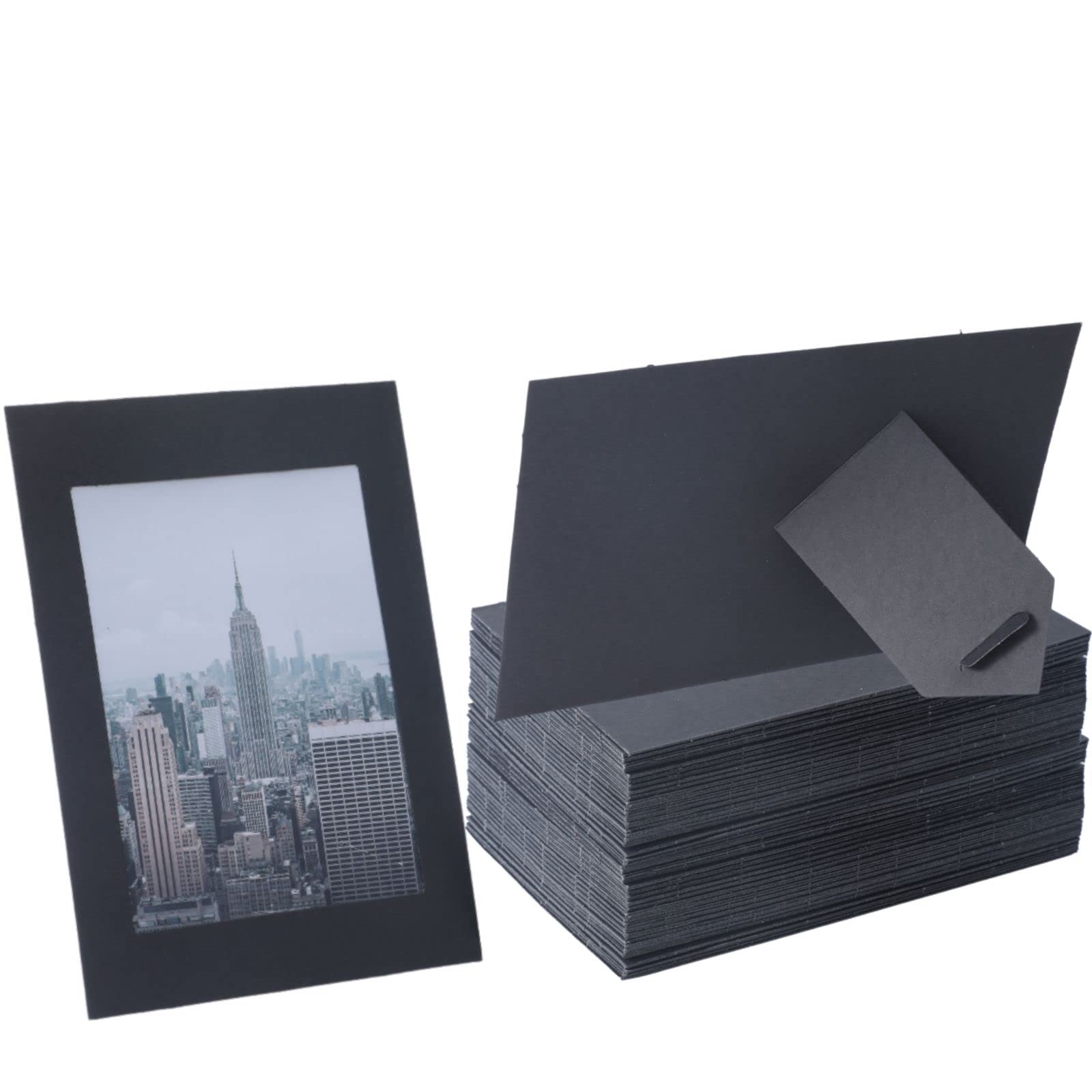 100 Pack 4x6 Standing Paper Picture Frames with Easel - Black Cardboard Photo Frames for DIY, Classroom & Father's Day - Bulk Gallery Display Frames for Home Decor, Office Desk & Party Decorations