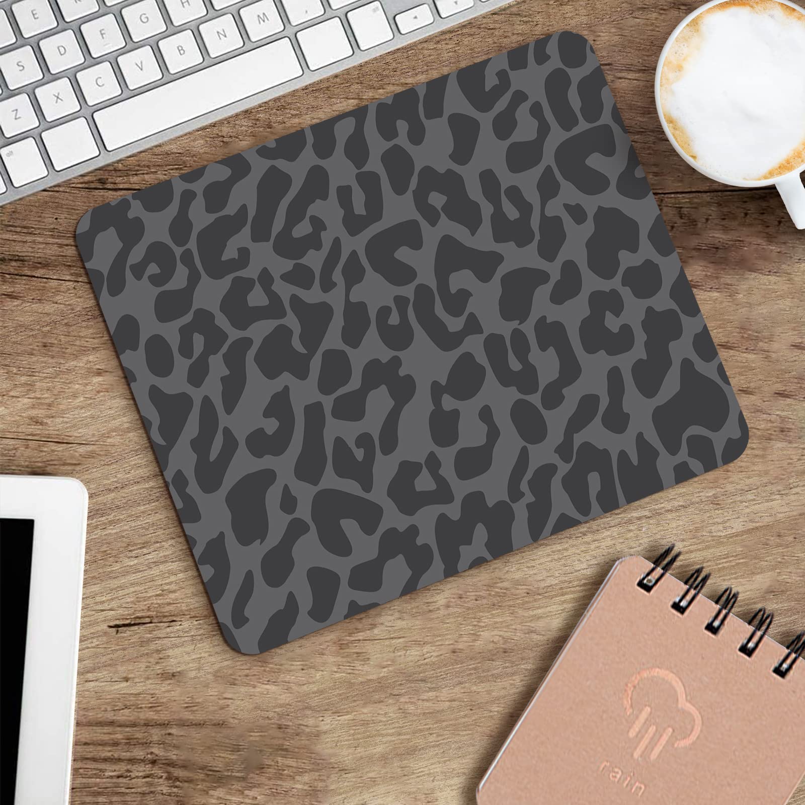 Seorsok Black Leopard Mouse Pad - Non-Slip Rubber Base, Waterproof Square Mouse Mat for Office & Laptop (9.5