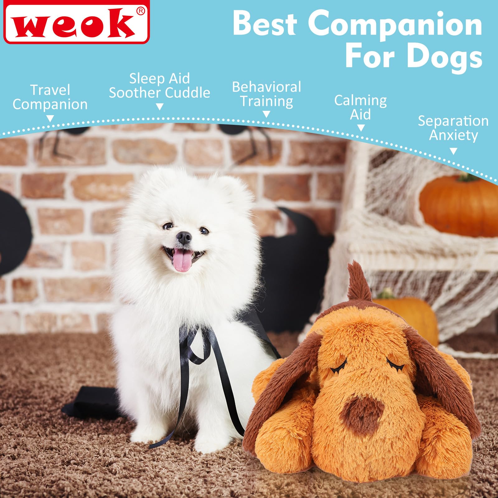 Heartbeat Puppy Toy - Soothing Stuffed Animal with Realistic Heartbeat for Anxious Dogs, Calming Aid for Puppy Separation Anxiety, Comfort Cuddler Pillow - Perfect for New Puppies, Travel & Bedtime Stress Relief