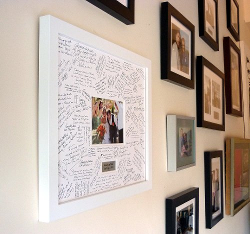 Personalized White Wedding Guest Book Frame - Modern Alternative to Traditional Guest Books for Wedding Reception Decor (White, Landscape) | Perfect for Weddings, Anniversaries & Special Events