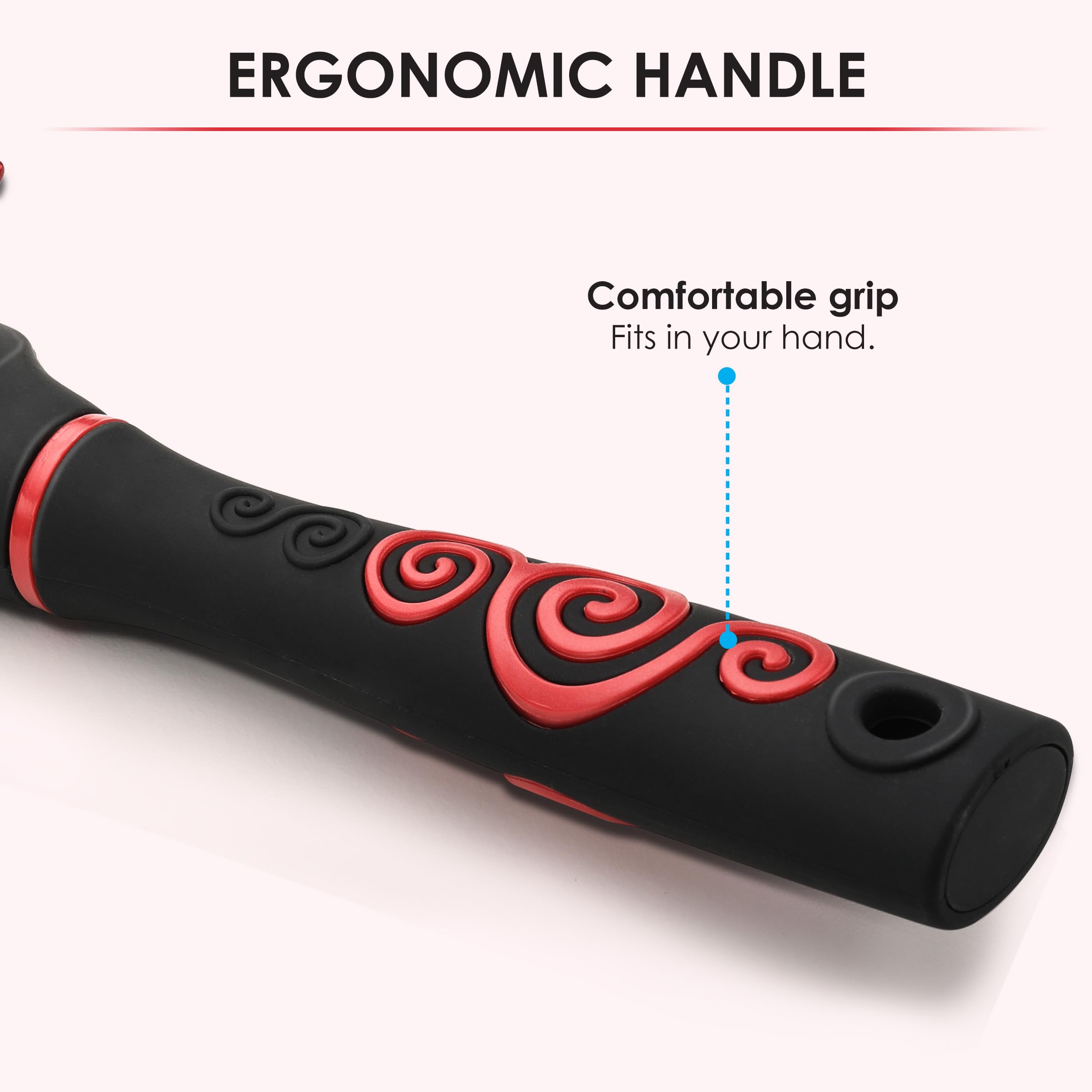 Agaro Royal Flat Hair Brush with Strong Flexible Nylon Bristles & Anti-Static Tips - Volumizing & Detangling Brush for Men & Women (Black/Red) - Perfect for Styling, Smoothing & Back Brushing at Home or Salon