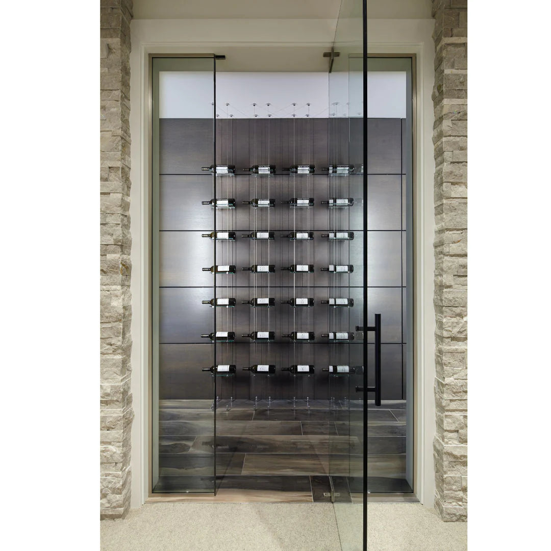 Blue Grouse 6 Bottle Floating Cable Wine Rack Display Kit - Modern Wine Storage Solution for Home Bars, Restaurants, and Wine Cellars