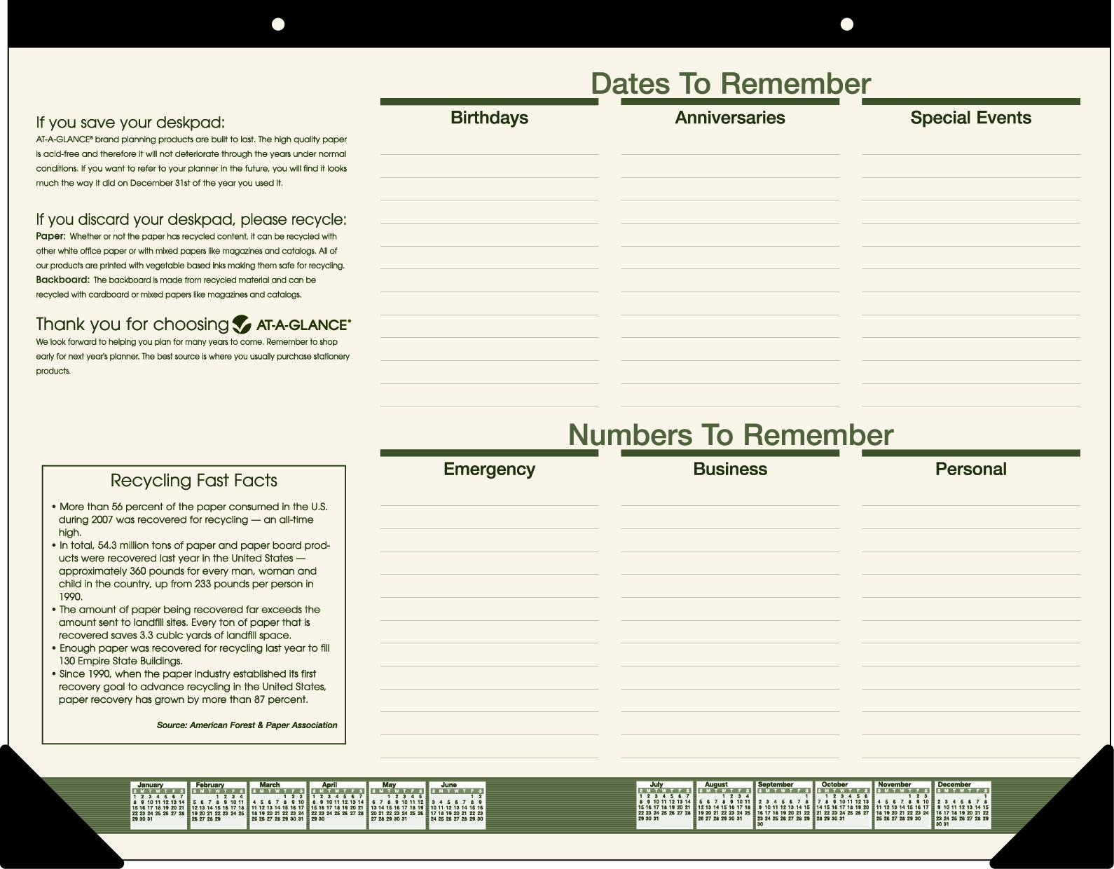 AT-A-GLANCE Recycled Monthly Desk Pad Calendar - 12-Month Planner (SK32G00) for Office, Home & School Organization