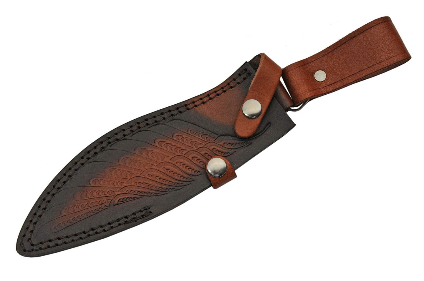 Szco Supplies 13.5 Inch Damascus Steel Leather Wrapped Kukri Knife - Brown Handle for Outdoor Camping, Hunting & Survival