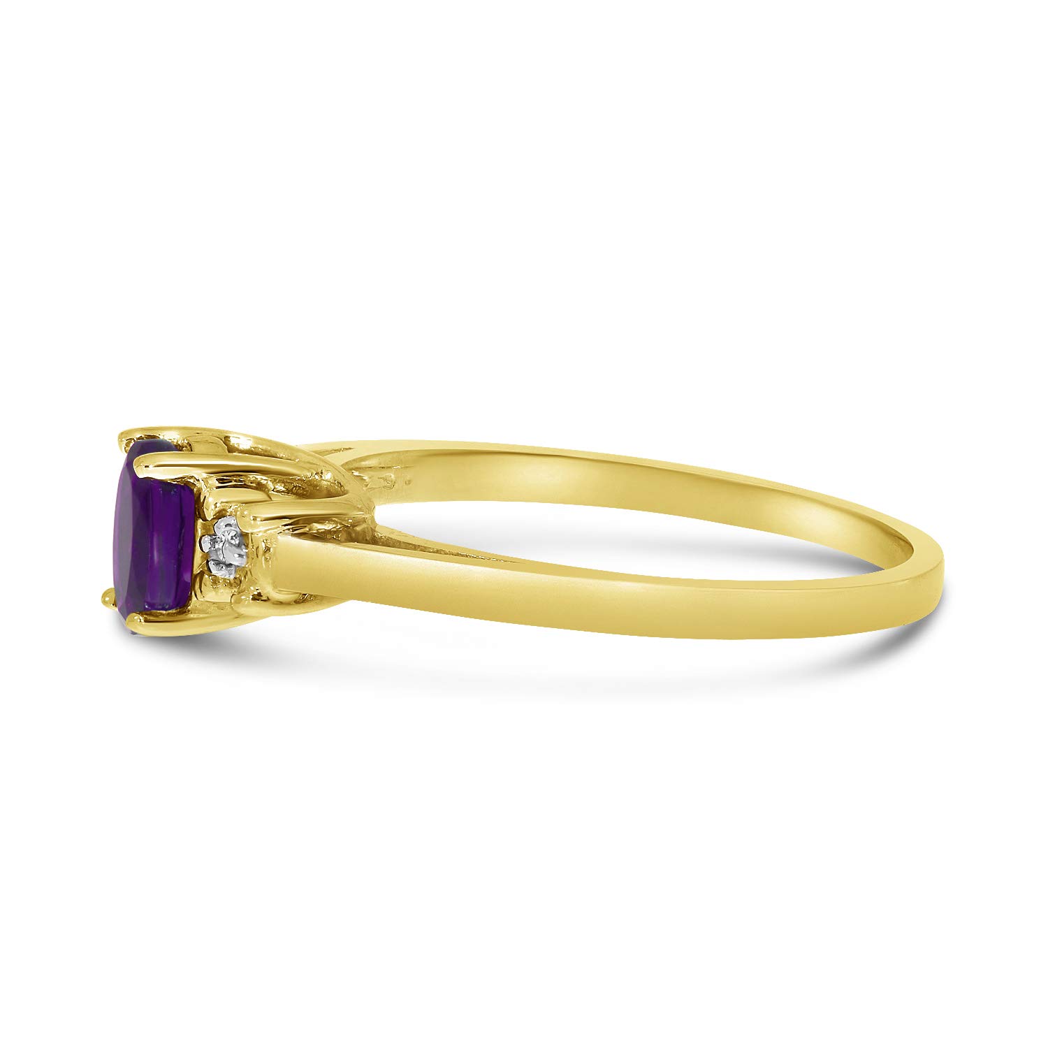 Jewels By Lux 10k Yellow Gold Genuine Birthstone Solitaire Oval Gemstone Diamond Engagement Ring for Women - Perfect for Weddings, Anniversaries & Special Occasions