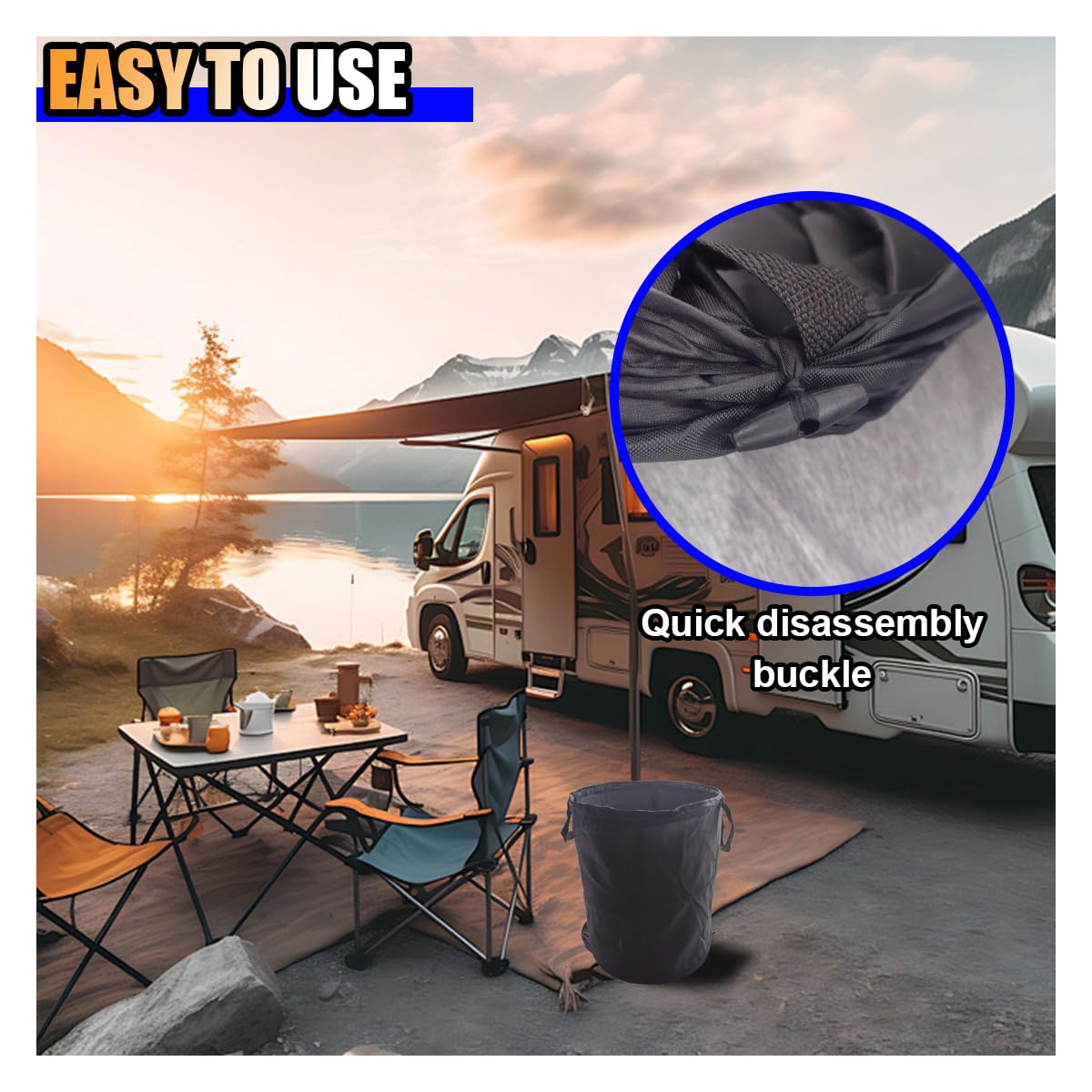 Portable Collapsible Car Trash Can - Foldable Oxford Fabric Waste Basket for Camping, Travel & Outdoor Use - Car Garbage Organizer & Pop-Up Storage Laundry Bin - Perfect for Vehicles, Bedroom, Yard & Road Trips