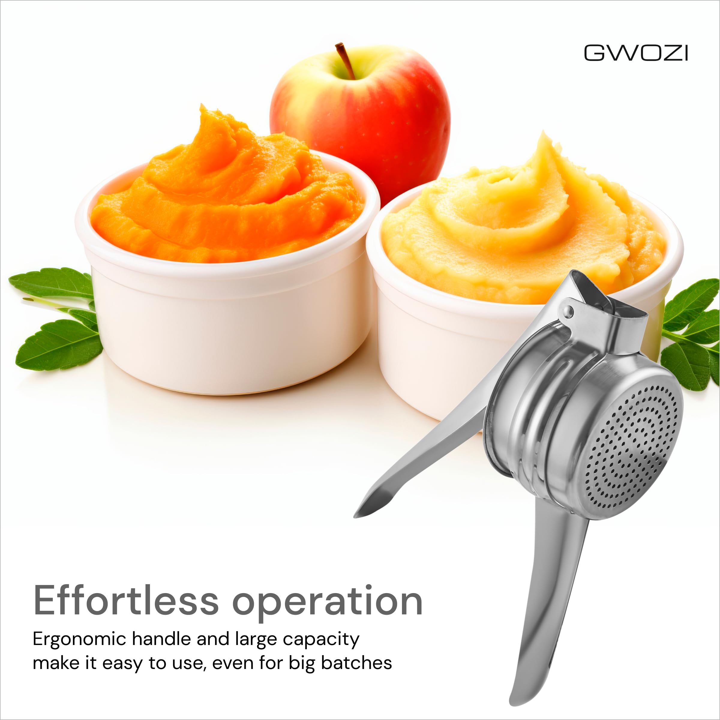 Stainless Steel Potato Ricer - Large Kitchen Tool for Mashed Potatoes, Vegetables & Cauliflower with Comfortable Handle | Perfect for Making Smooth Mashed Potatoes, Baby Food & Healthy Juices